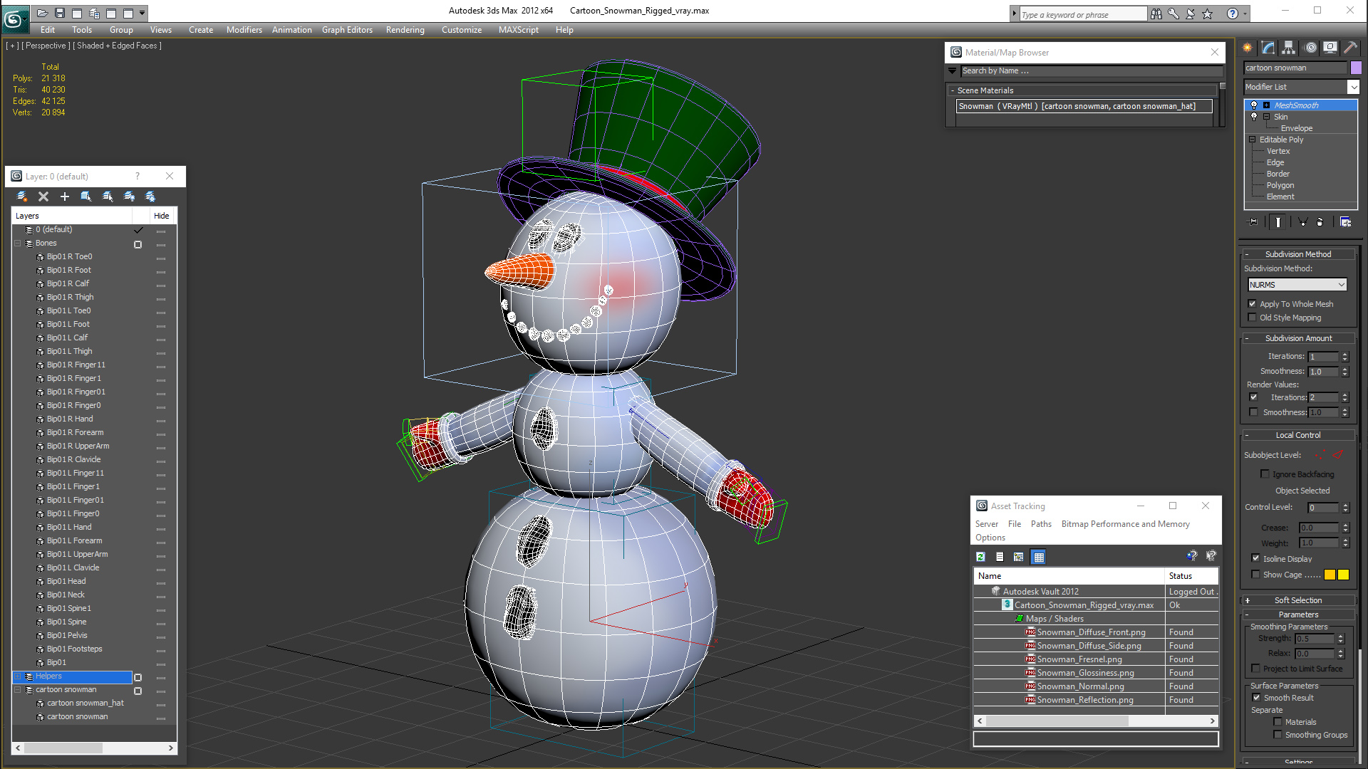 Cartoon Snowman Rigged 3D