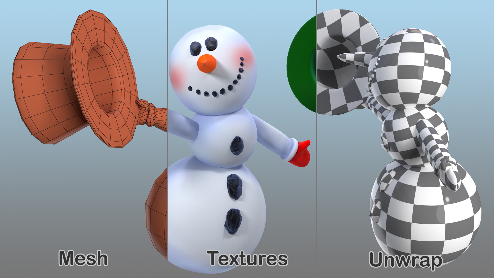 Cartoon Snowman Rigged 3D