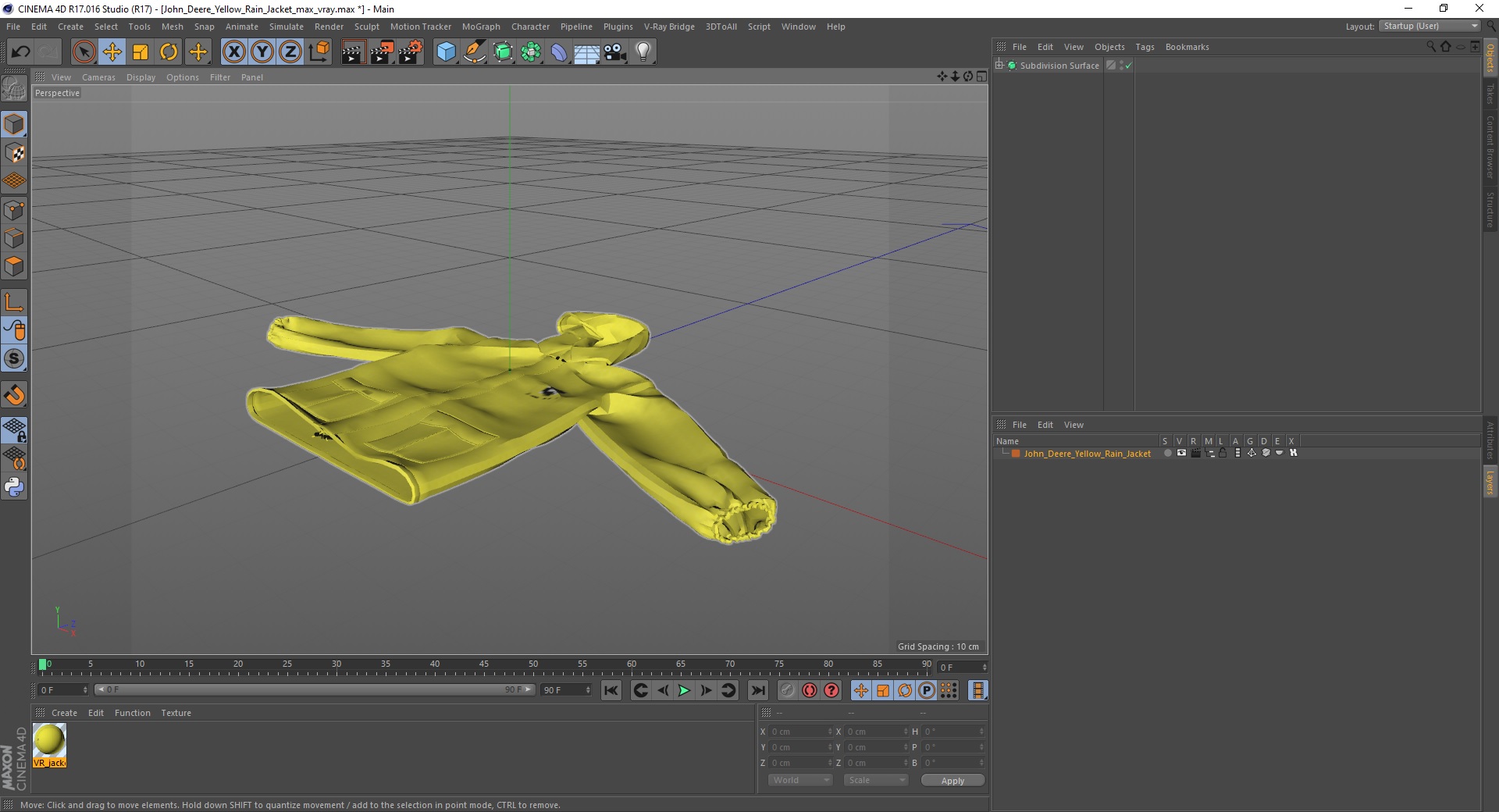 John Deere Yellow Rain Jacket 3D model