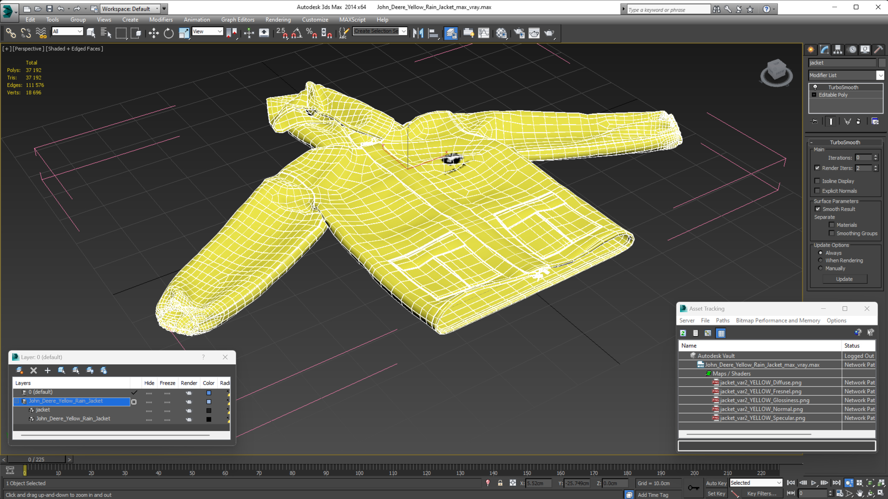 John Deere Yellow Rain Jacket 3D model
