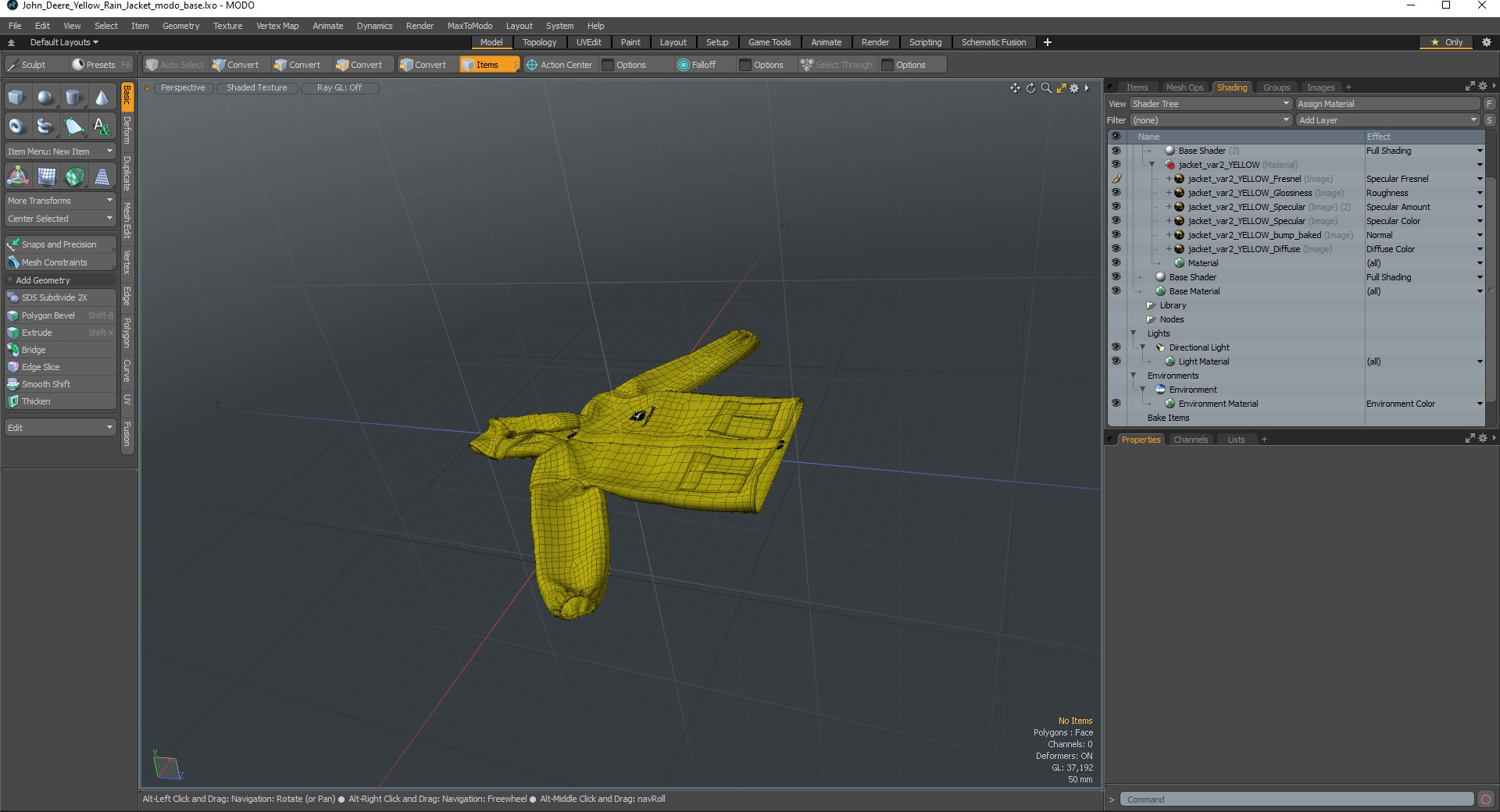 John Deere Yellow Rain Jacket 3D model