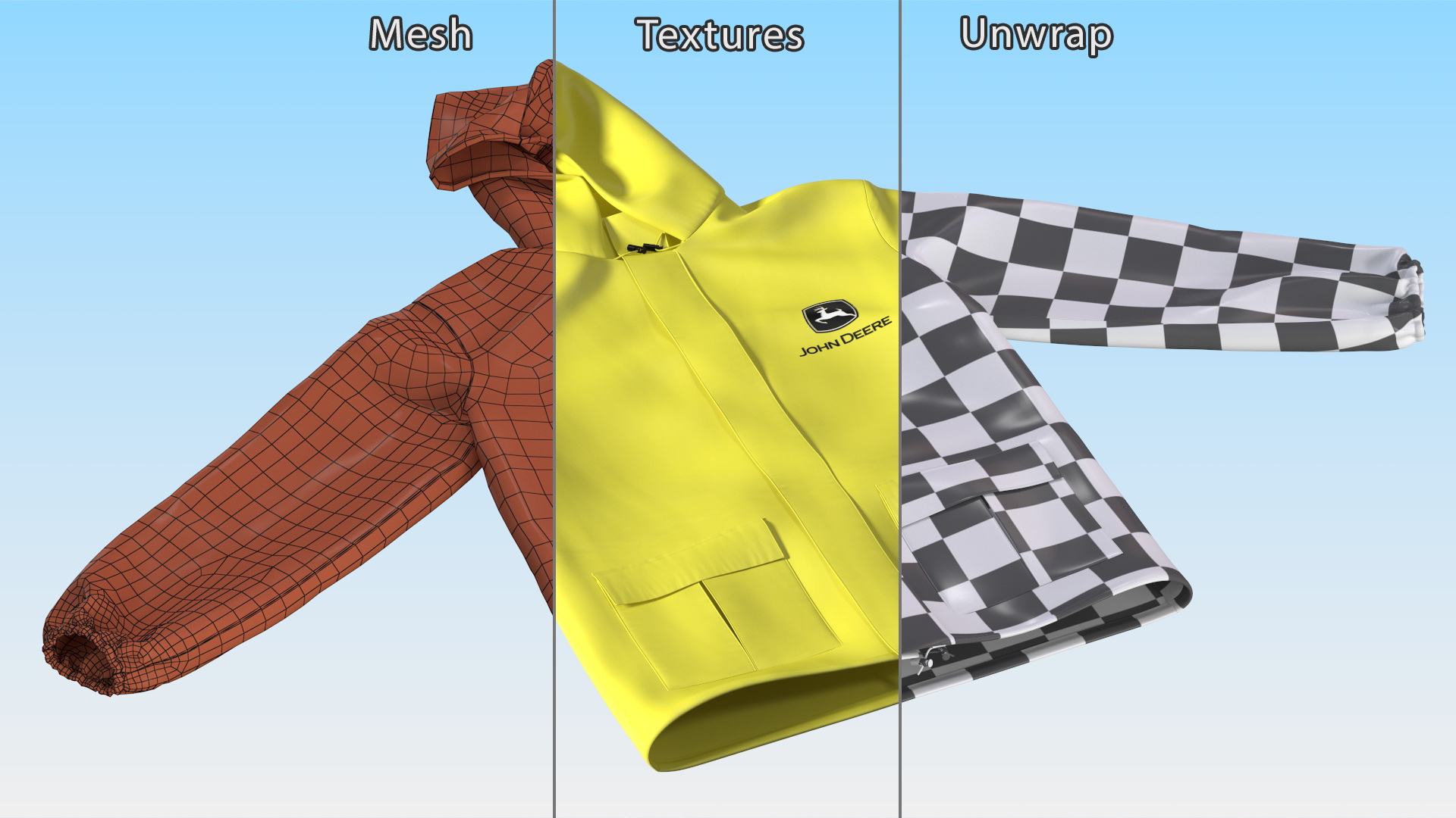 John Deere Yellow Rain Jacket 3D model