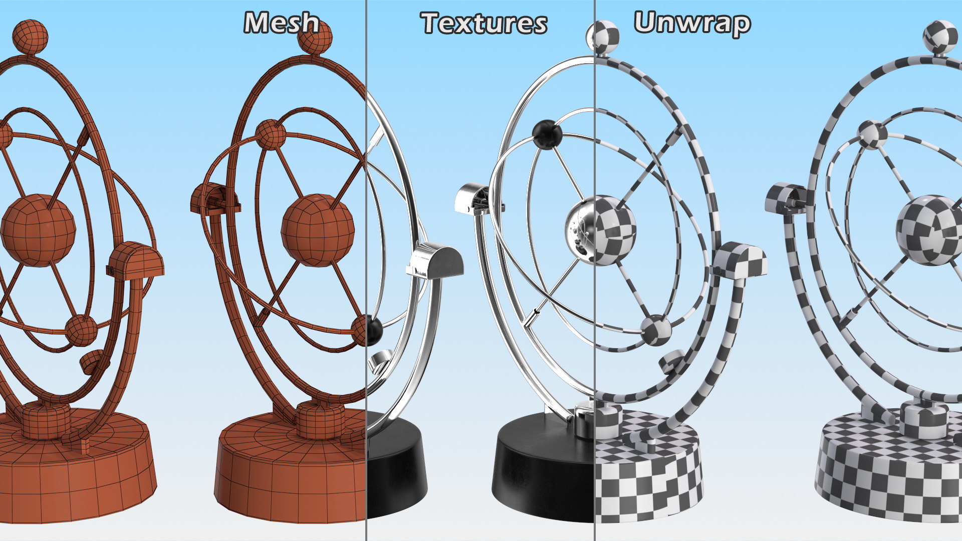 Orbital Newton Pendulum Model 3D model