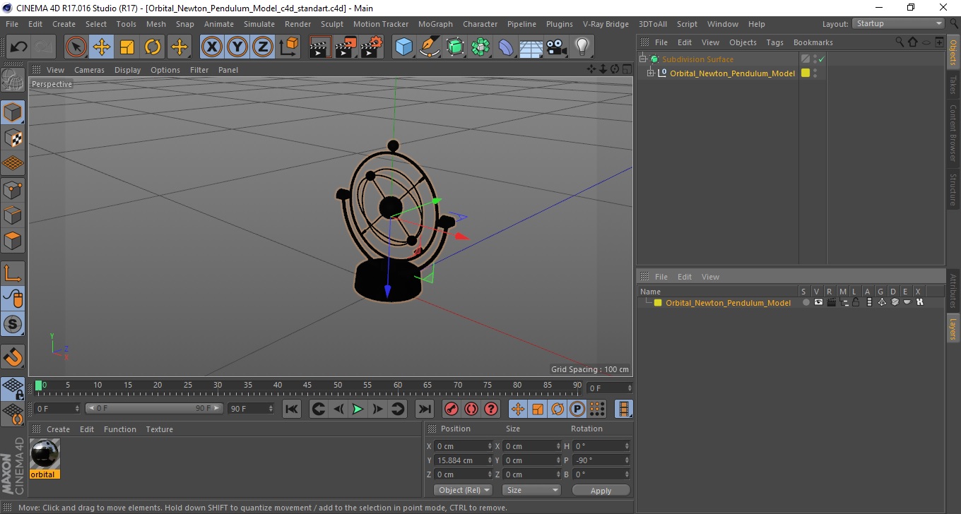 Orbital Newton Pendulum Model 3D model