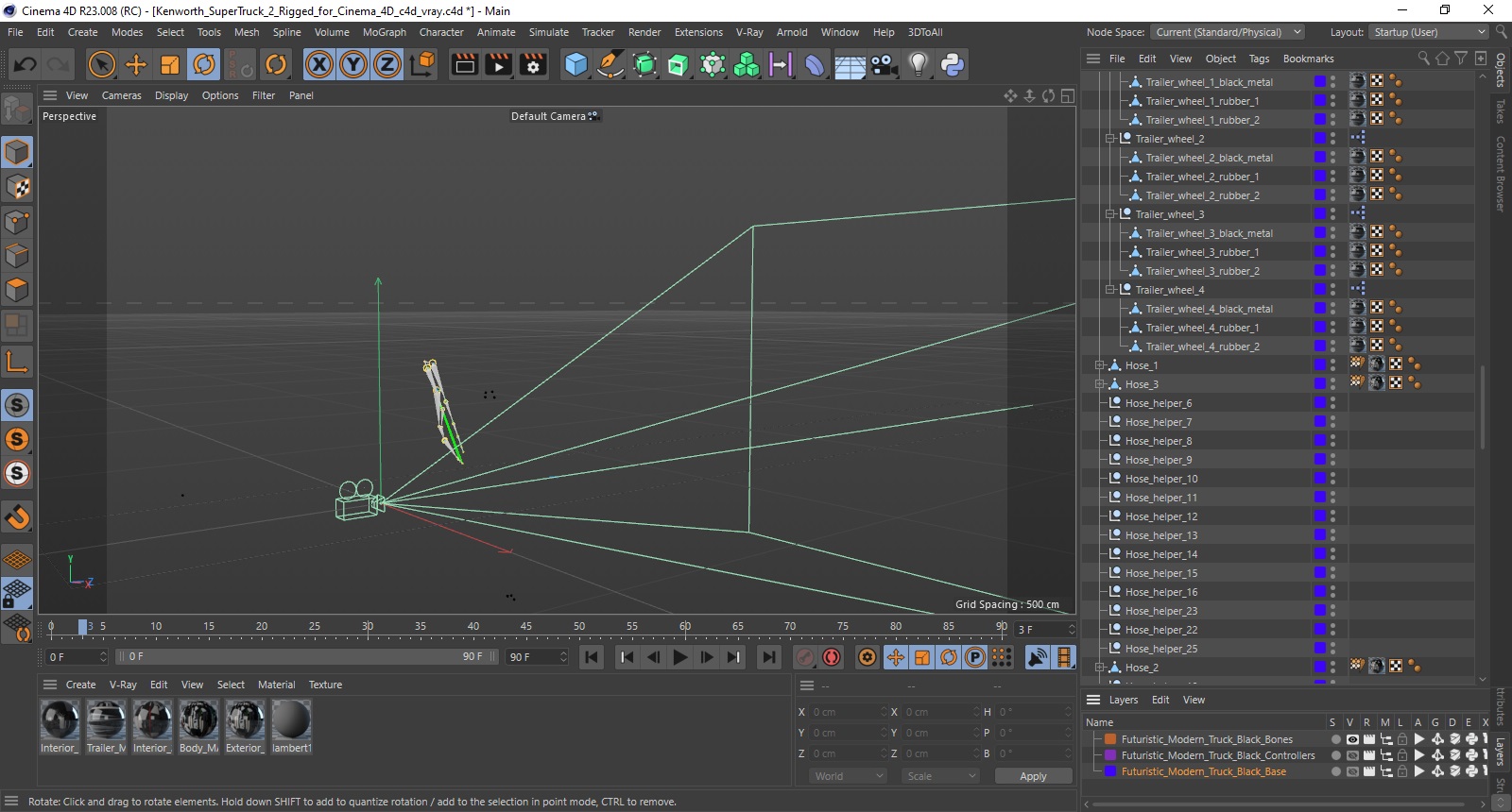 Kenworth SuperTruck 2 Rigged for Cinema 4D 3D