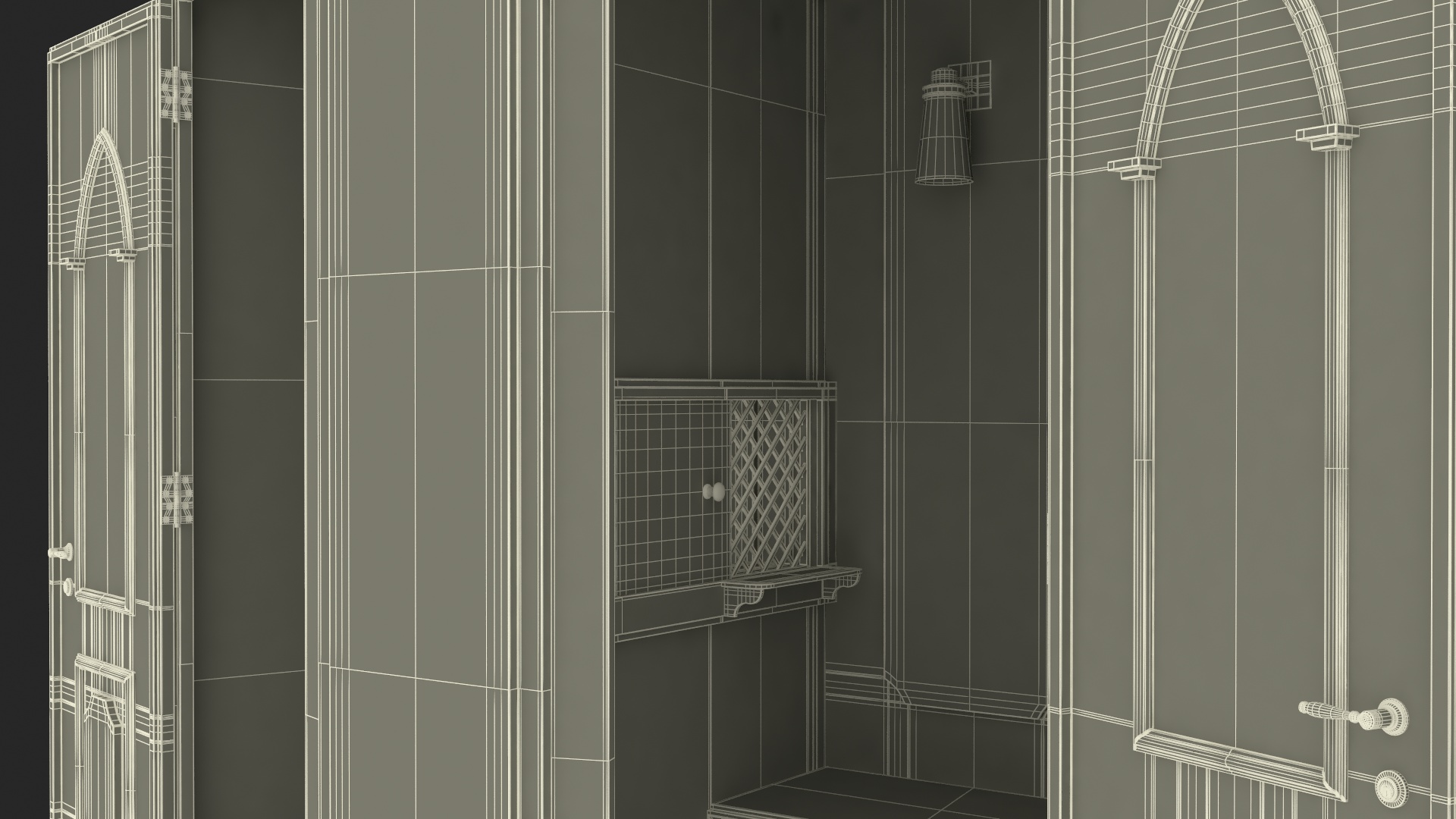3D model Church Confessional Booth Open