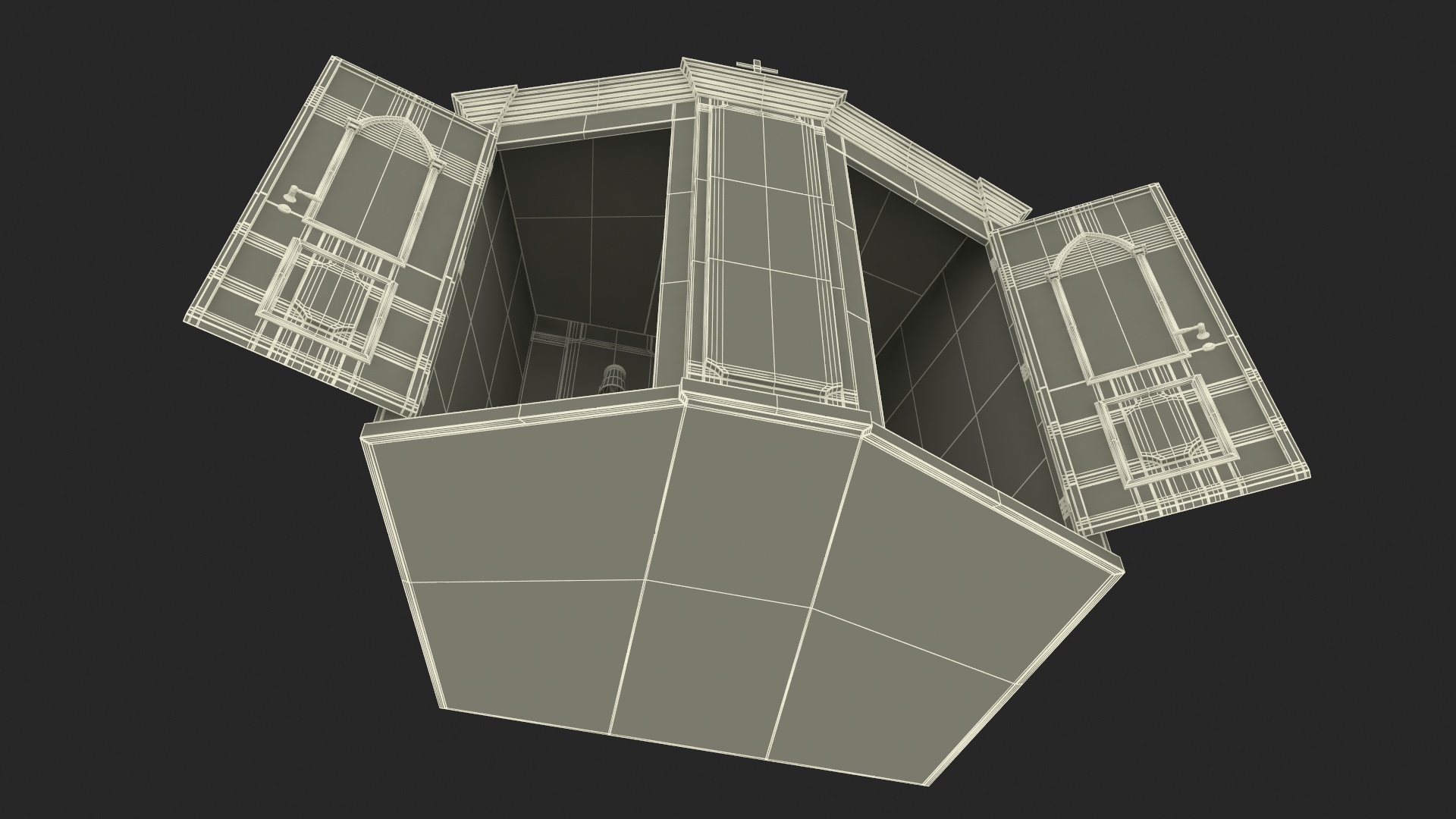 3D model Church Confessional Booth Open