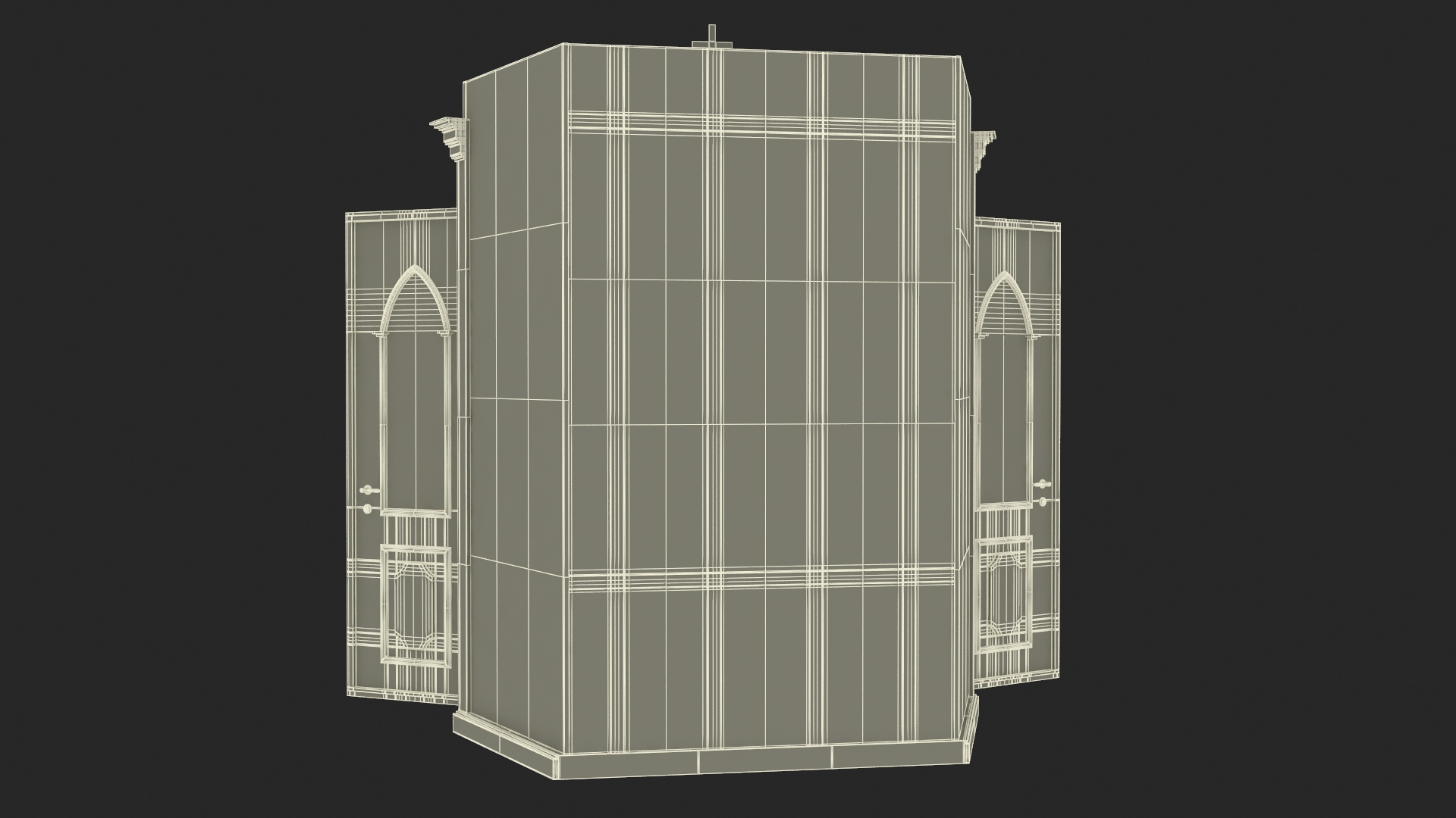 3D model Church Confessional Booth Open