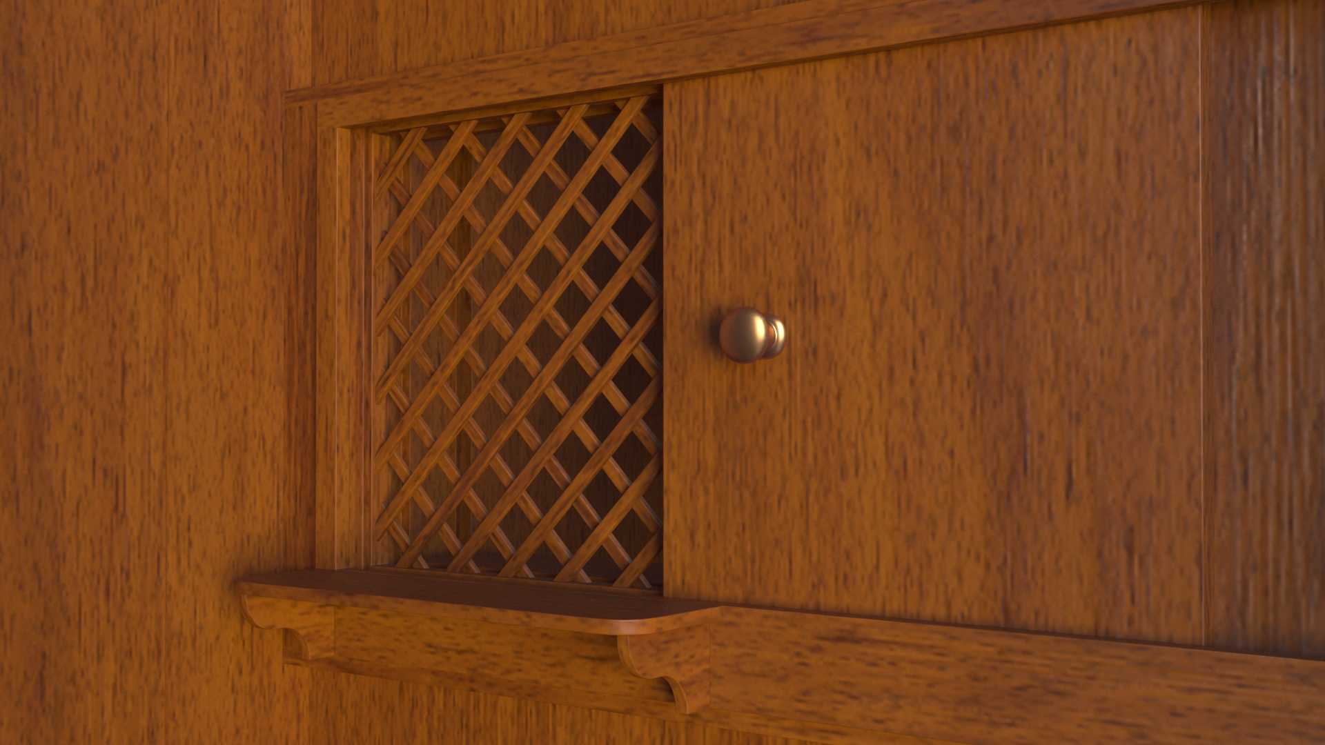 3D model Church Confessional Booth Open