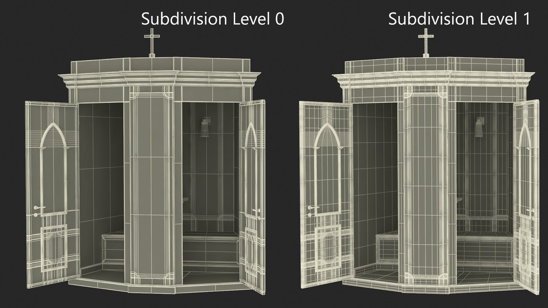 3D model Church Confessional Booth Open