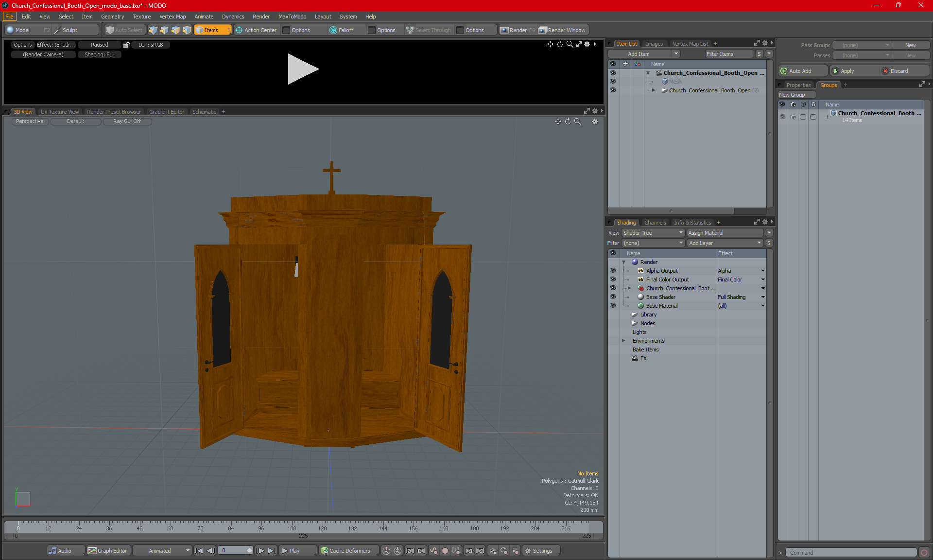 3D model Church Confessional Booth Open