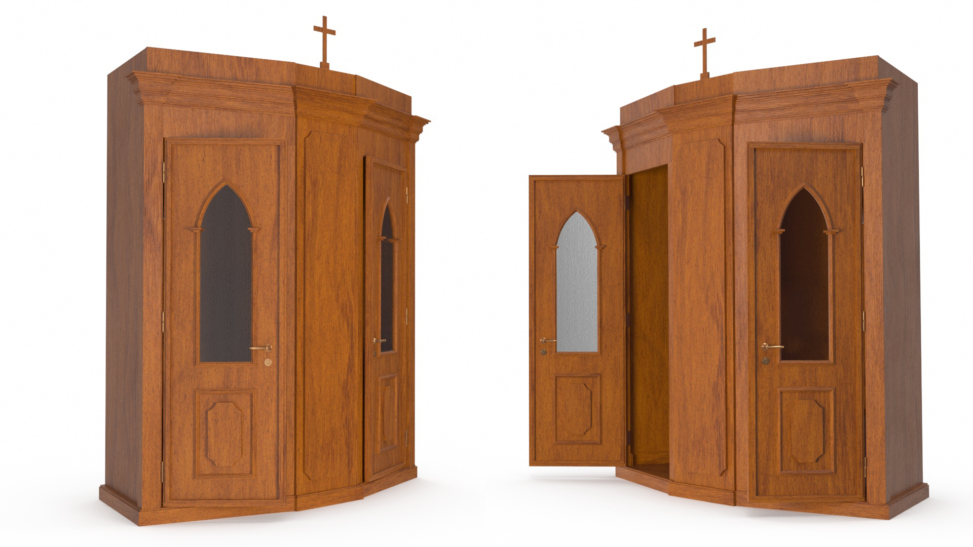 3D model Church Confessional Booth Open