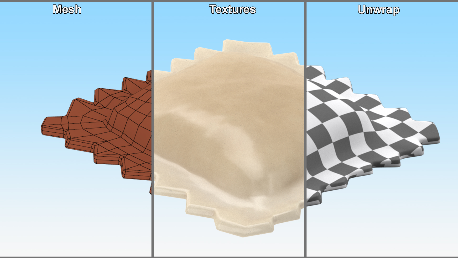 3D Ravioli Dumpling Cooked model