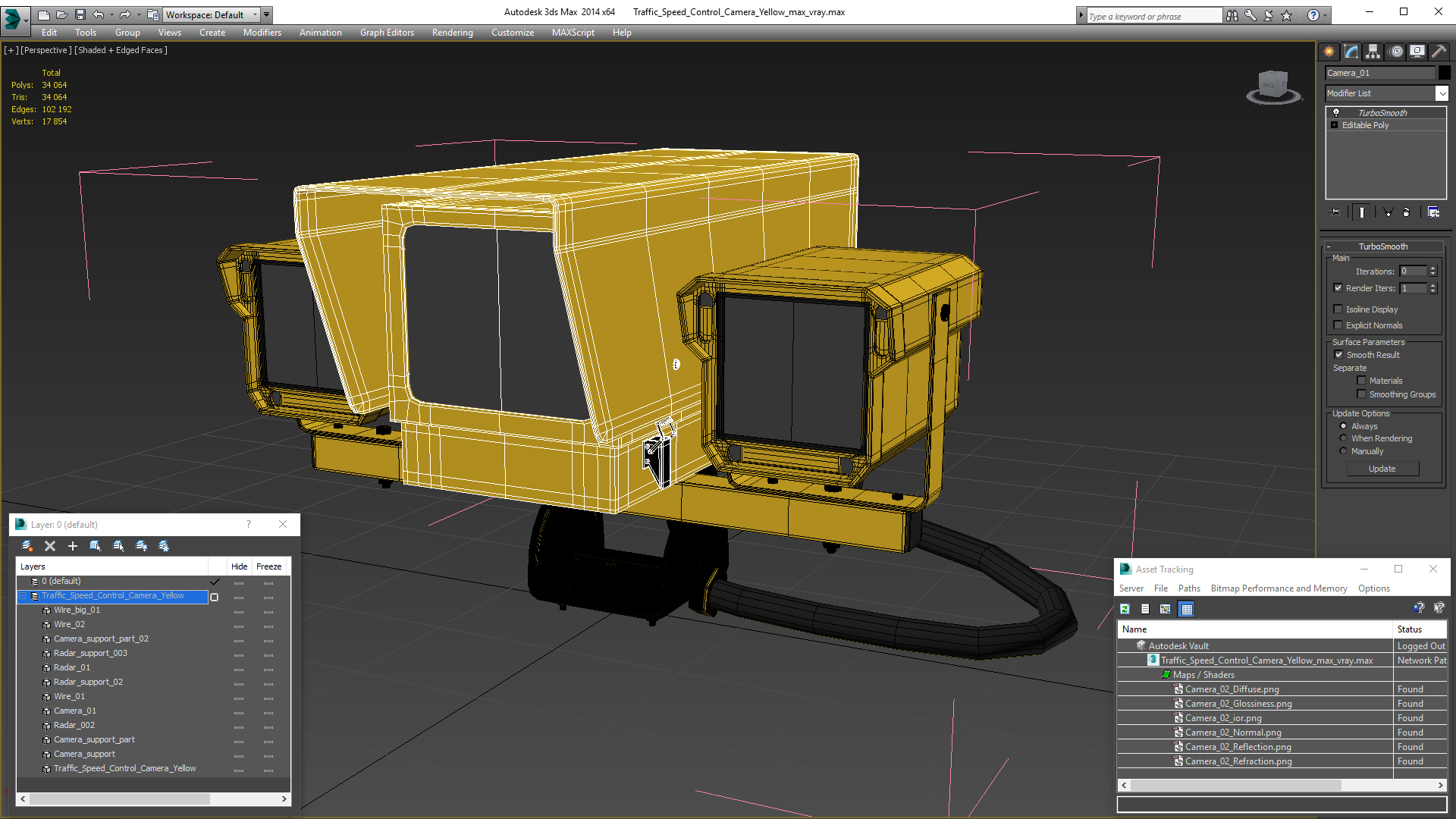 3D model Traffic Speed Control Camera Yellow