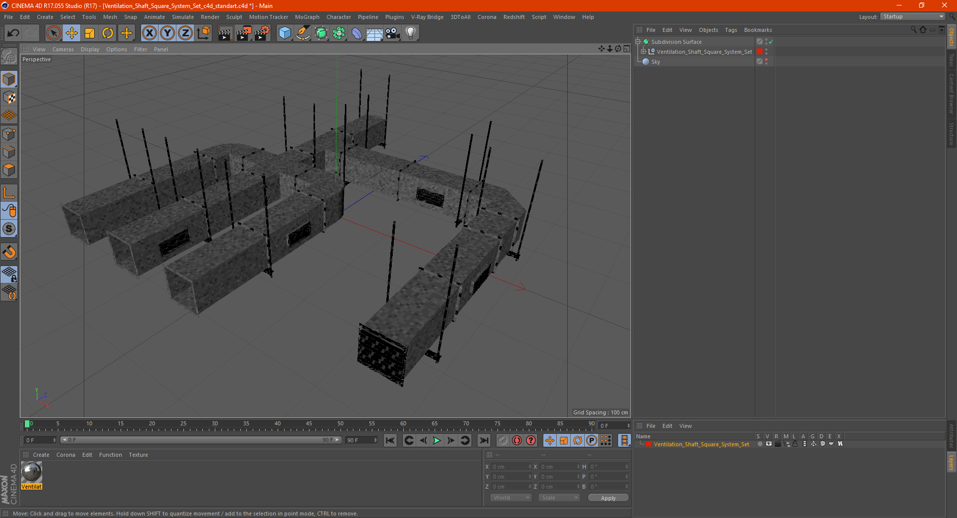 3D model Ventilation Shaft Square System Set
