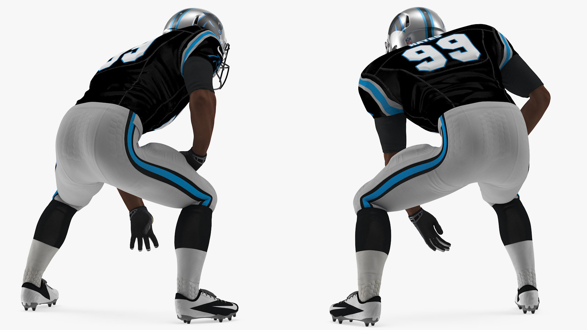 3D Carolina Panthers American Football Player Crouching Fur