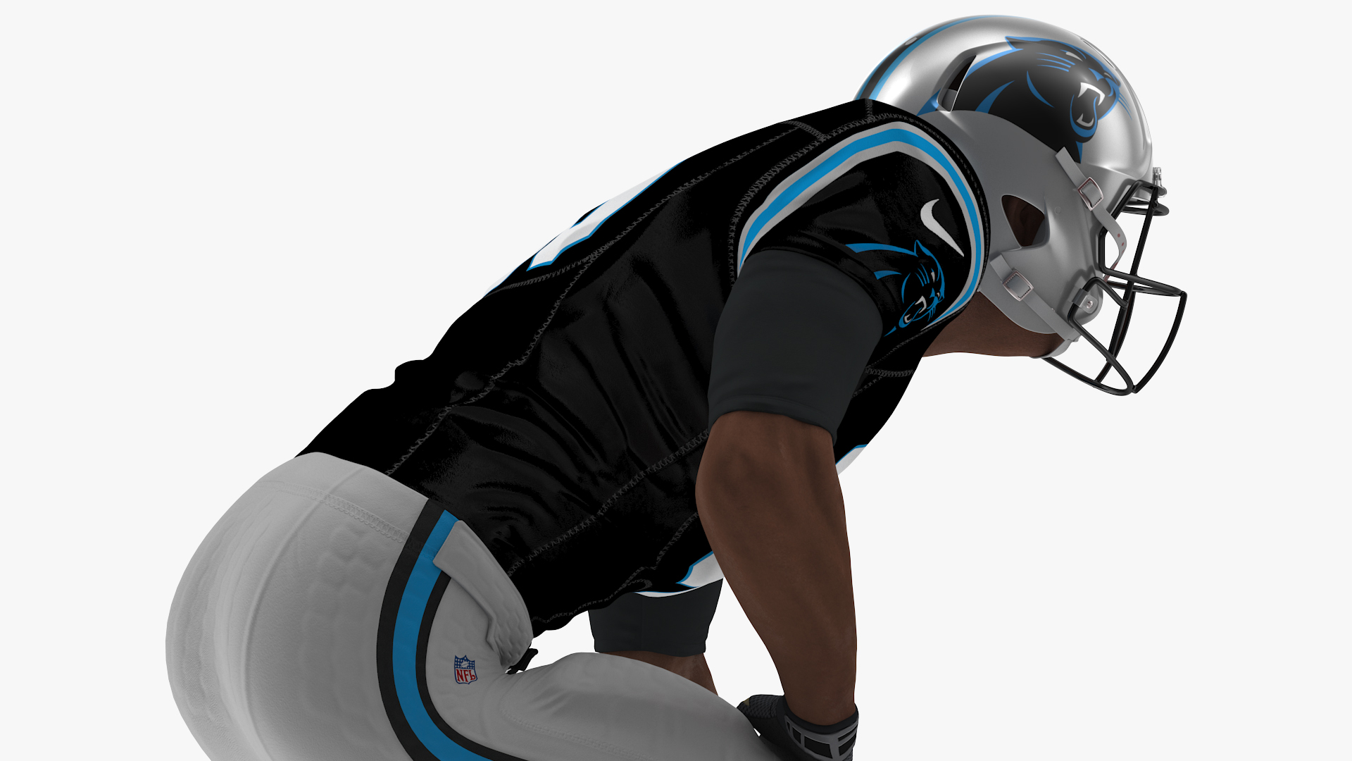 3D Carolina Panthers American Football Player Crouching Fur