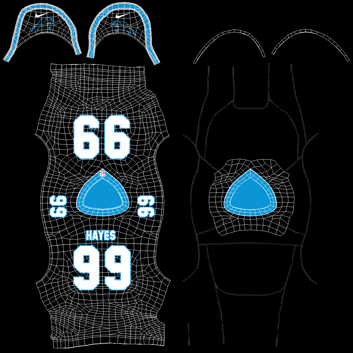 3D Carolina Panthers American Football Player Crouching Fur