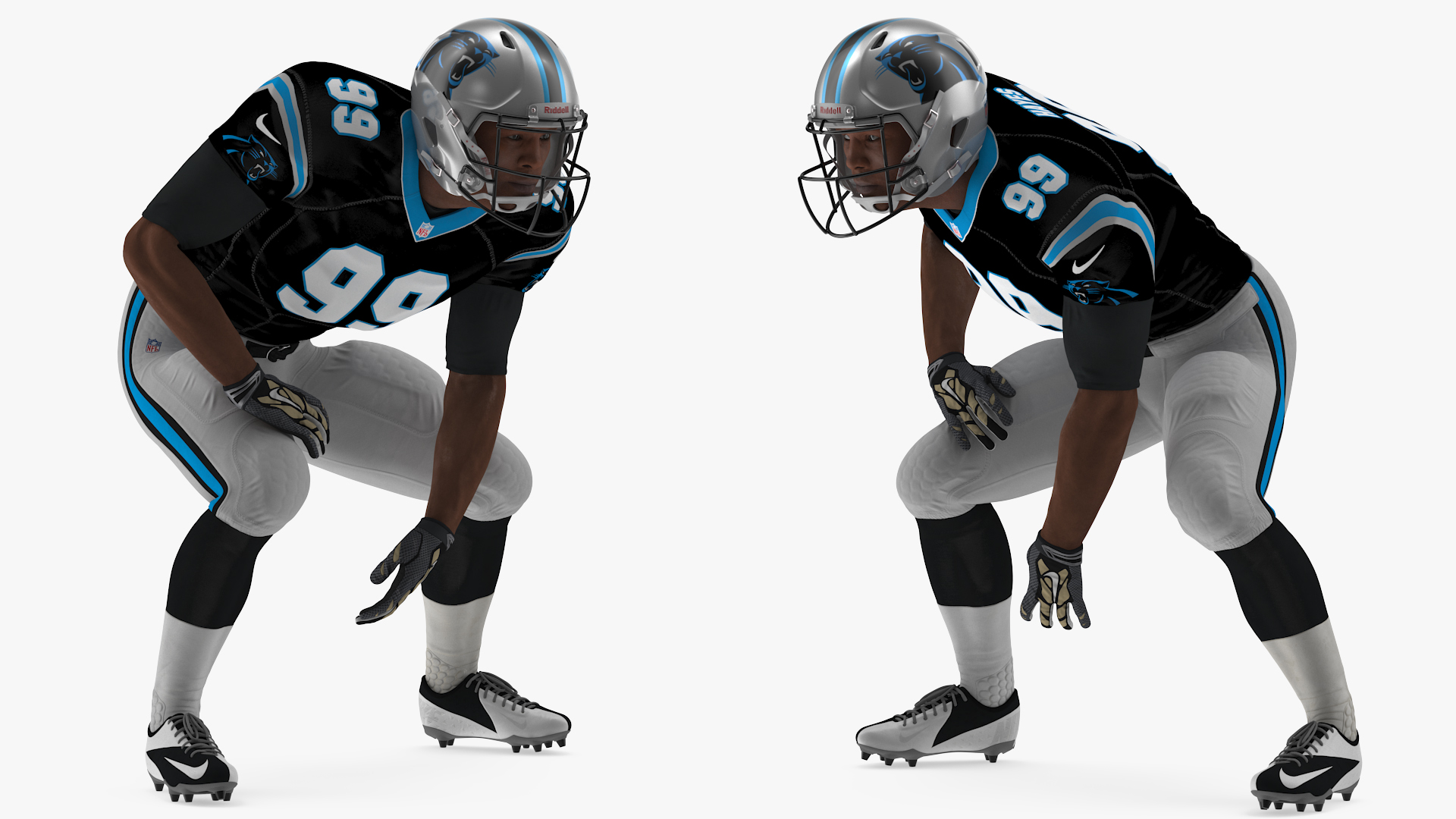 3D Carolina Panthers American Football Player Crouching Fur