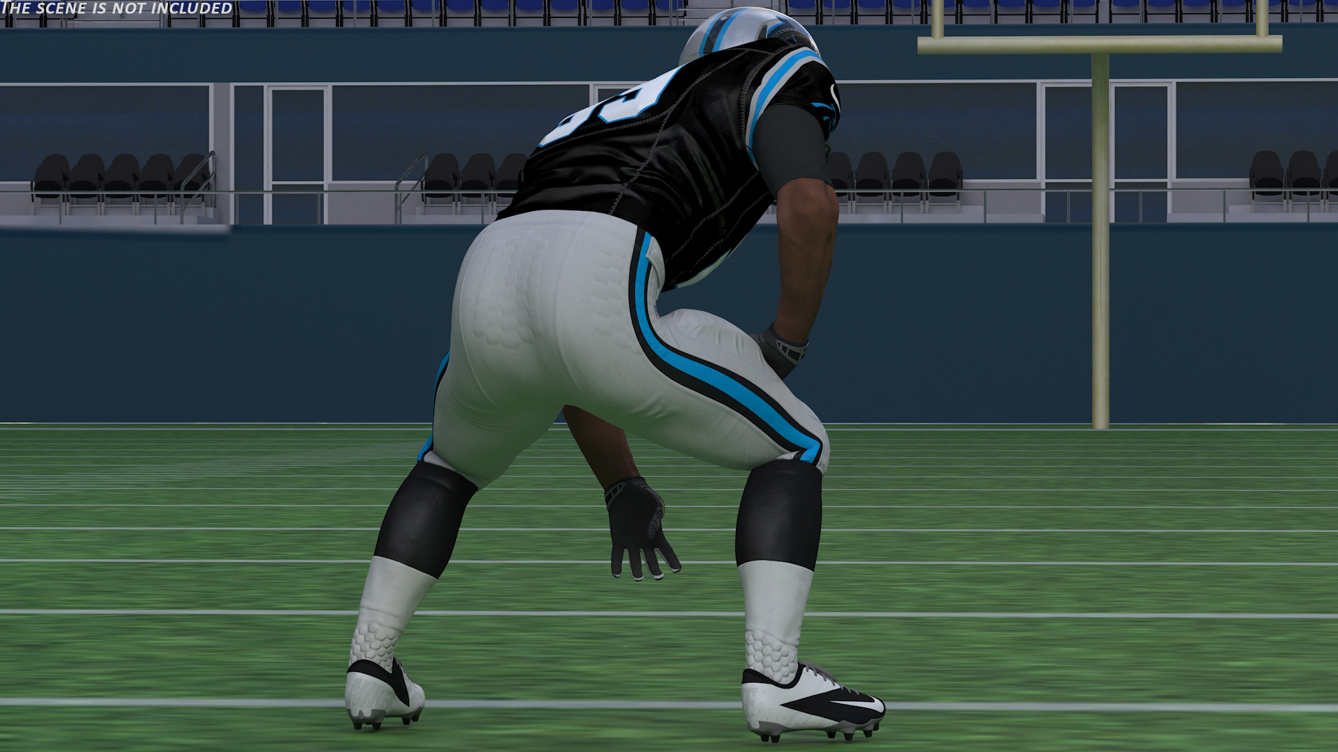 3D Carolina Panthers American Football Player Crouching Fur