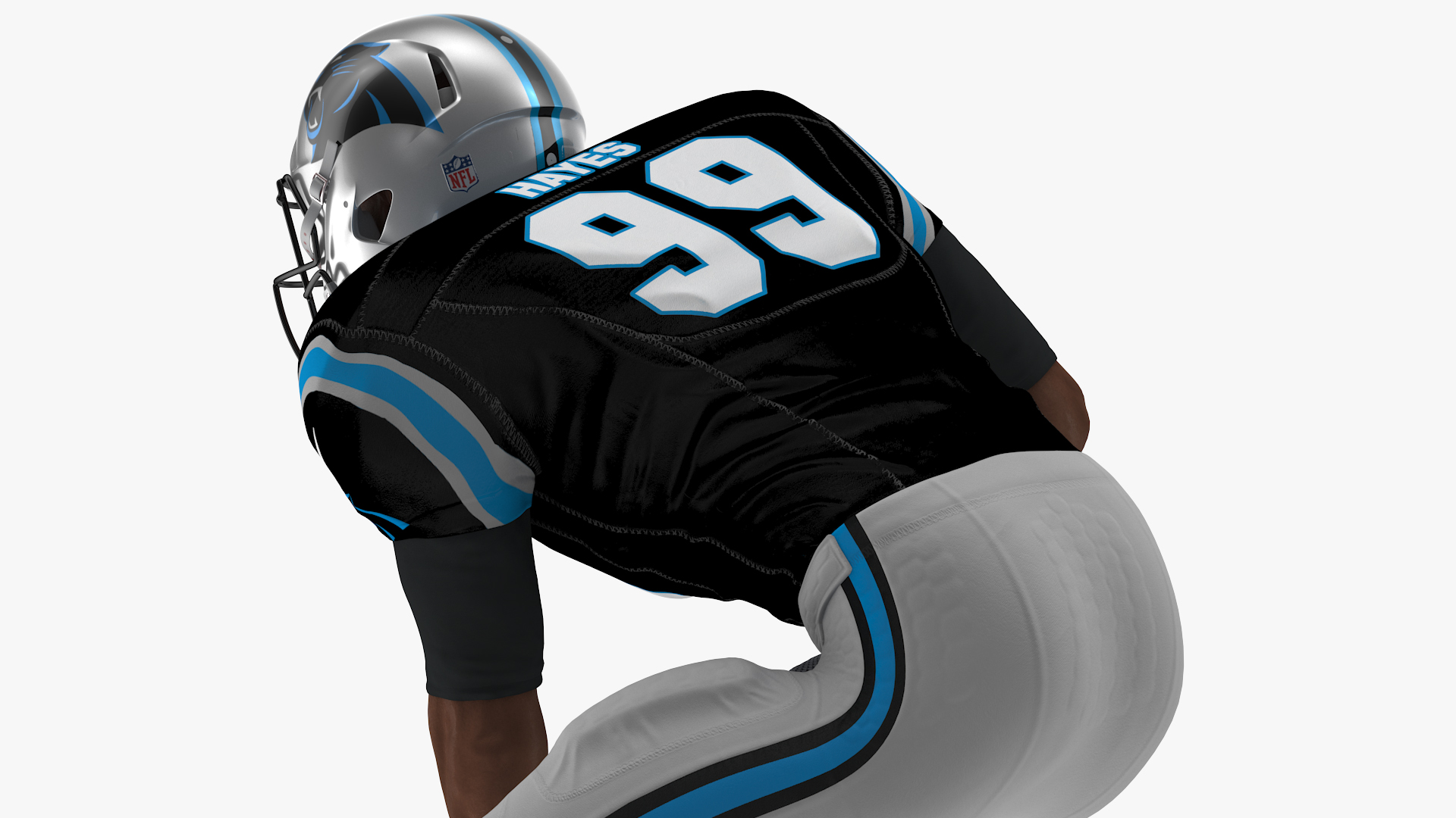 3D Carolina Panthers American Football Player Crouching Fur