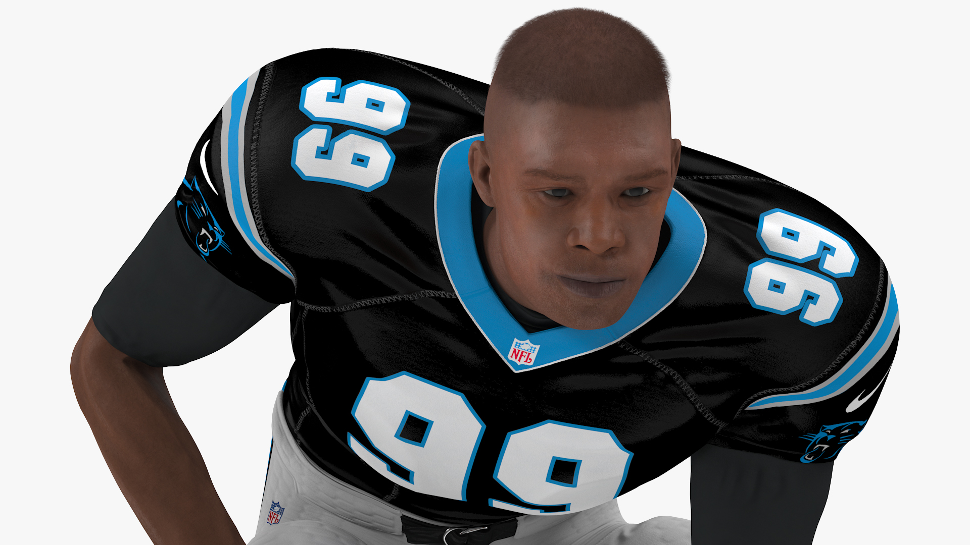 3D Carolina Panthers American Football Player Crouching Fur