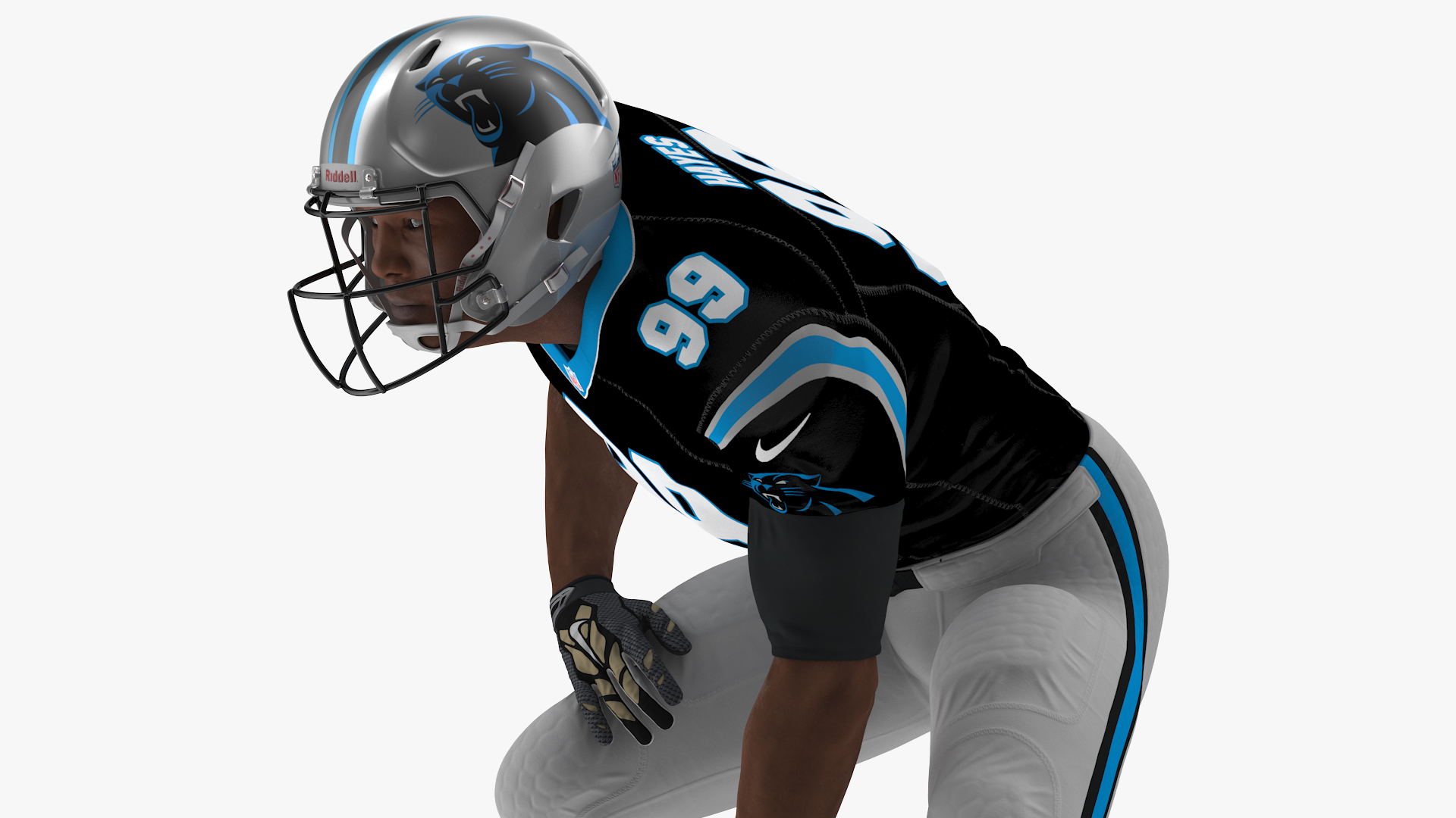 3D Carolina Panthers American Football Player Crouching Fur