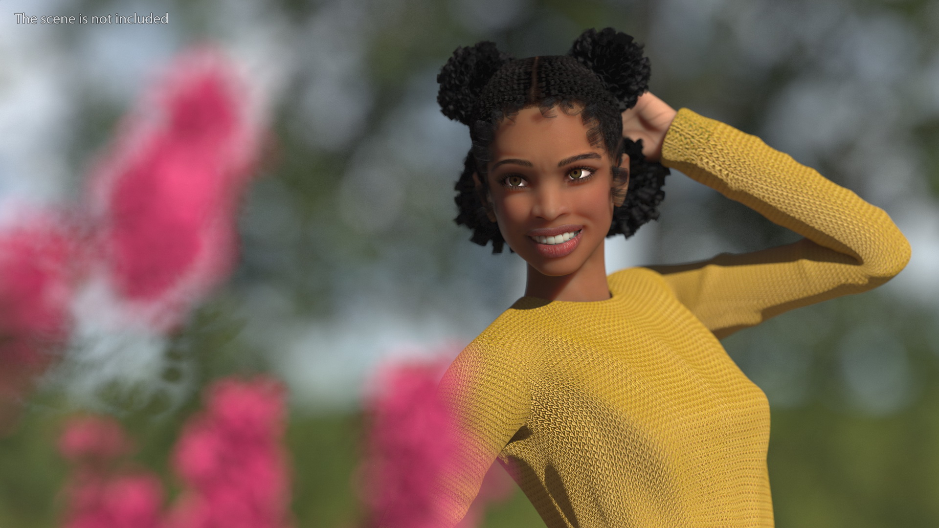 3D Street Style Light Skin Black Young Woman