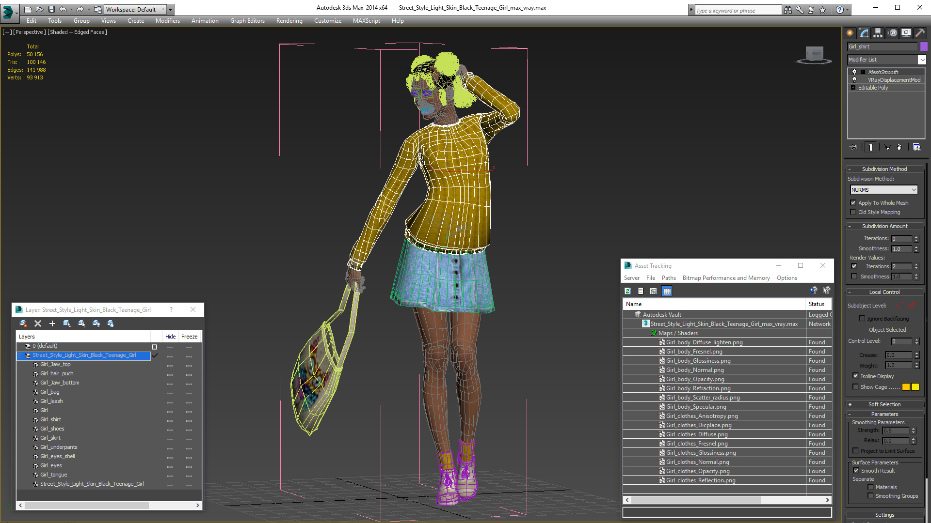 3D Street Style Light Skin Black Young Woman