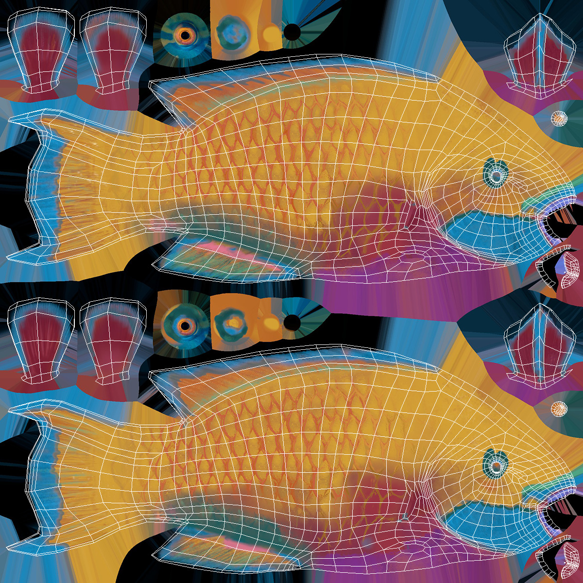 3D model Yellow Coral Parrotfish Rigged