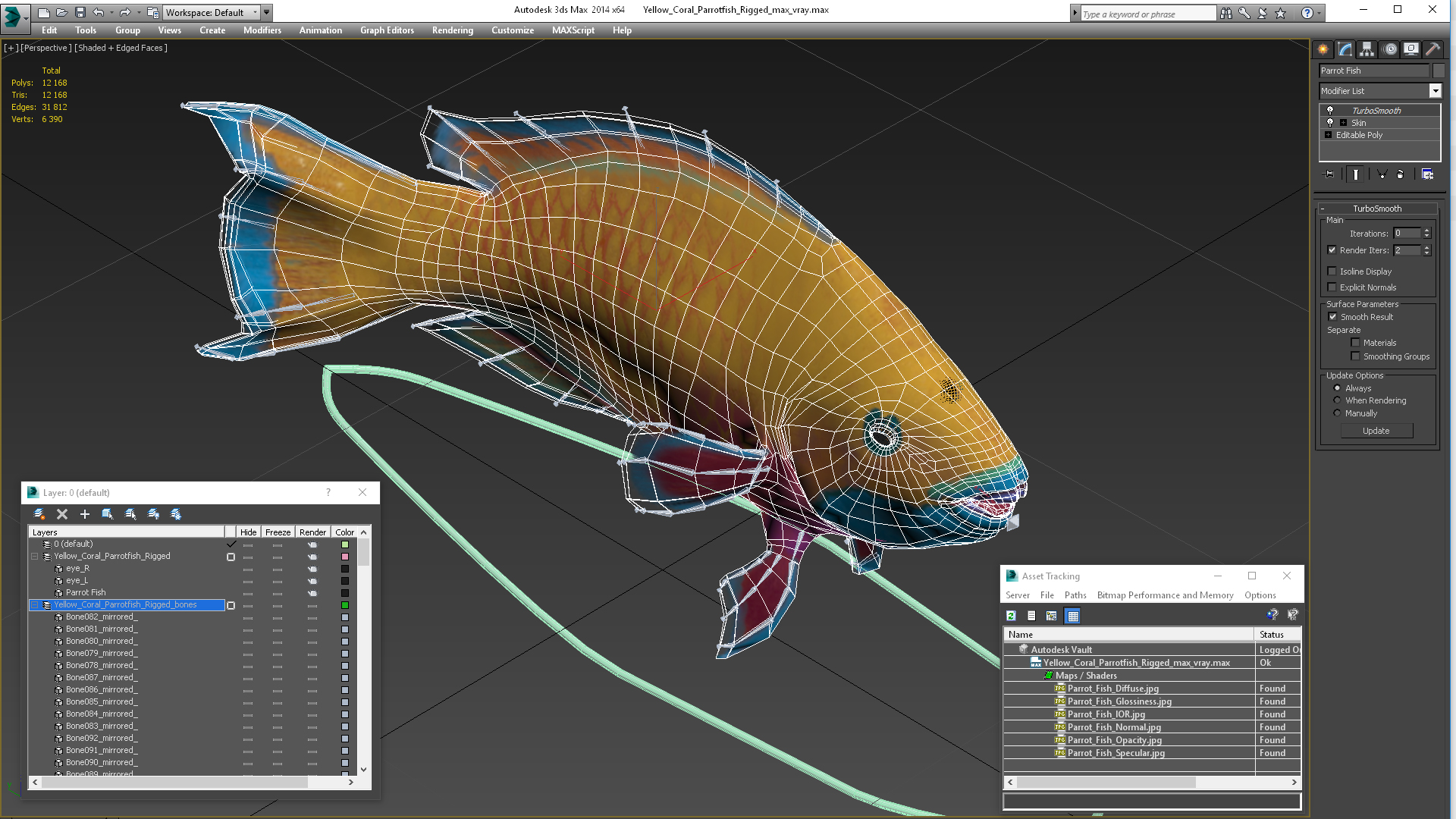 3D model Yellow Coral Parrotfish Rigged