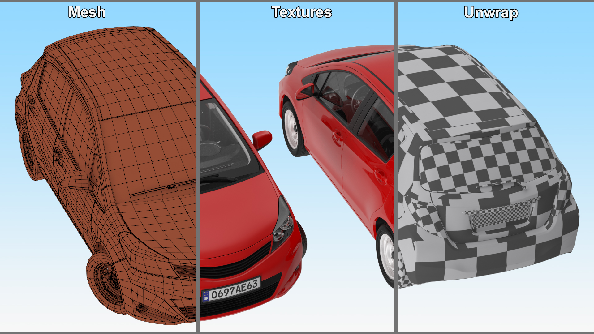 3D Hatchback Rigged