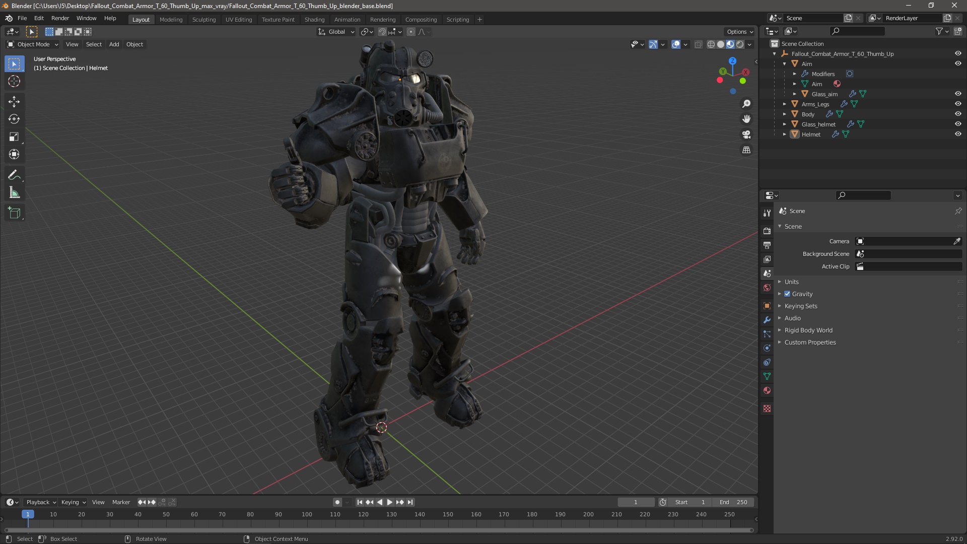 Fallout Combat Armor T 60 Thumb Up 3D model