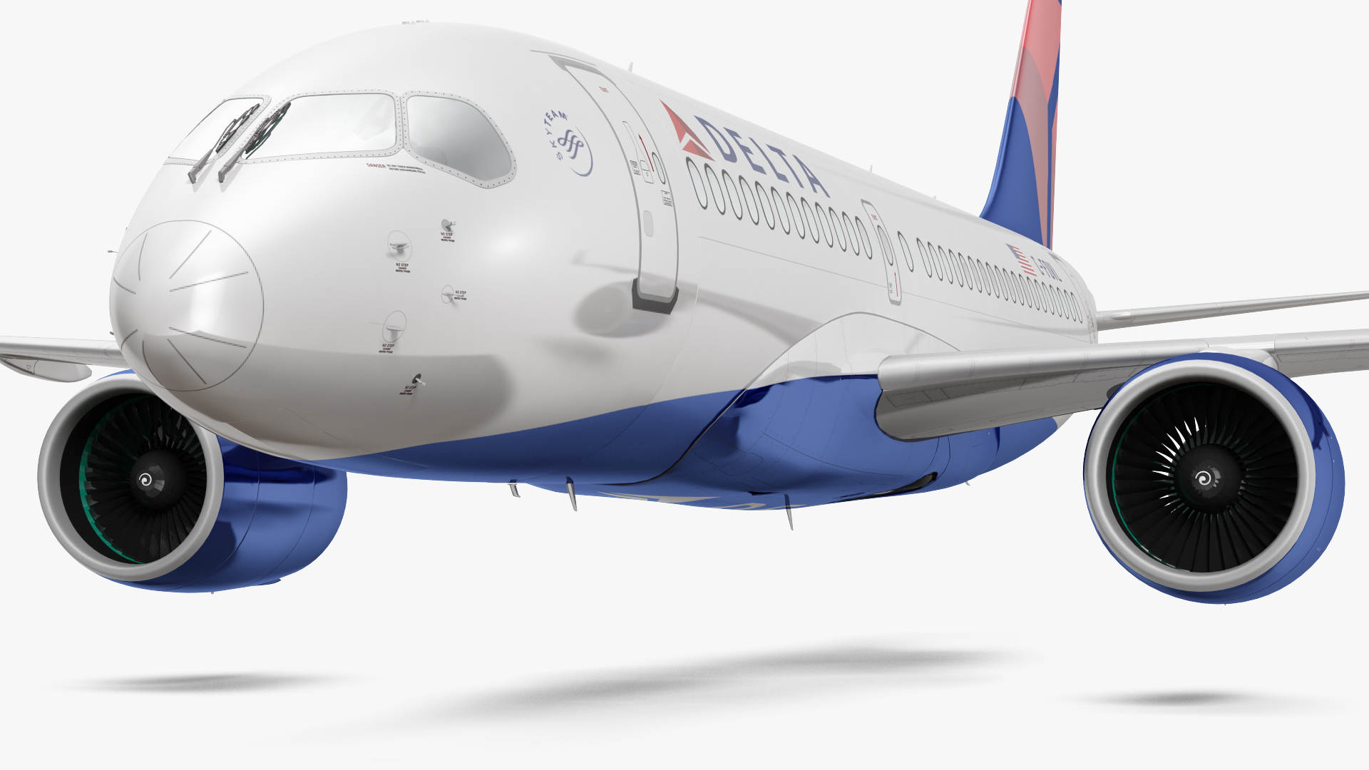 Airbus A220 100 Delta Simple Interior Rigged 3D model