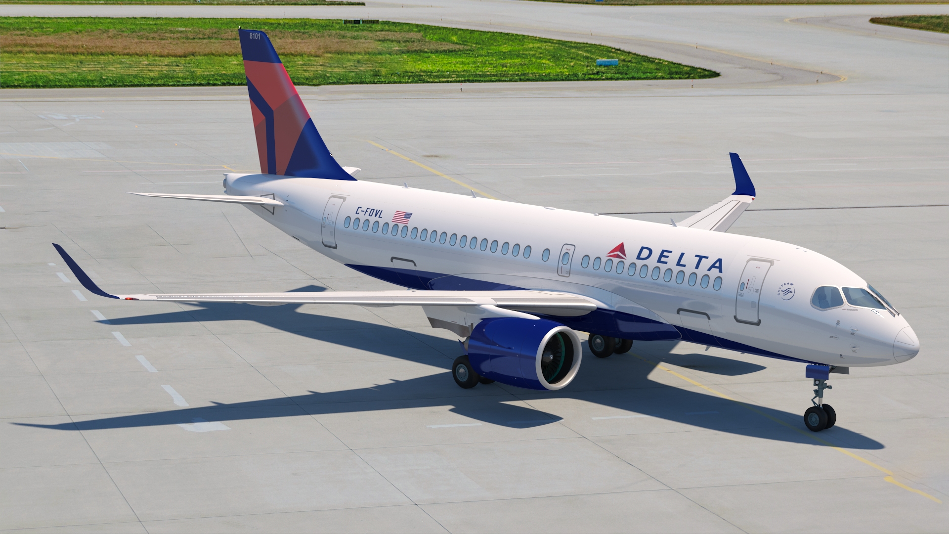 Airbus A220 100 Delta Simple Interior Rigged 3D model