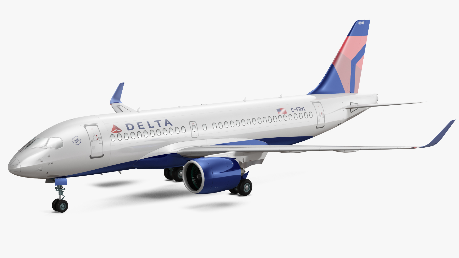 Airbus A220 100 Delta Simple Interior Rigged 3D model