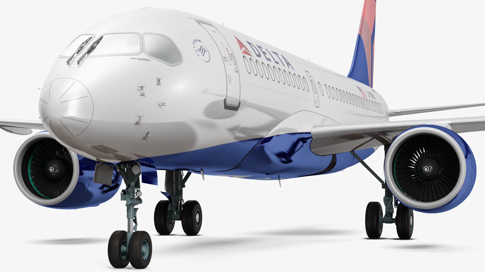 Airbus A220 100 Delta Simple Interior Rigged 3D model