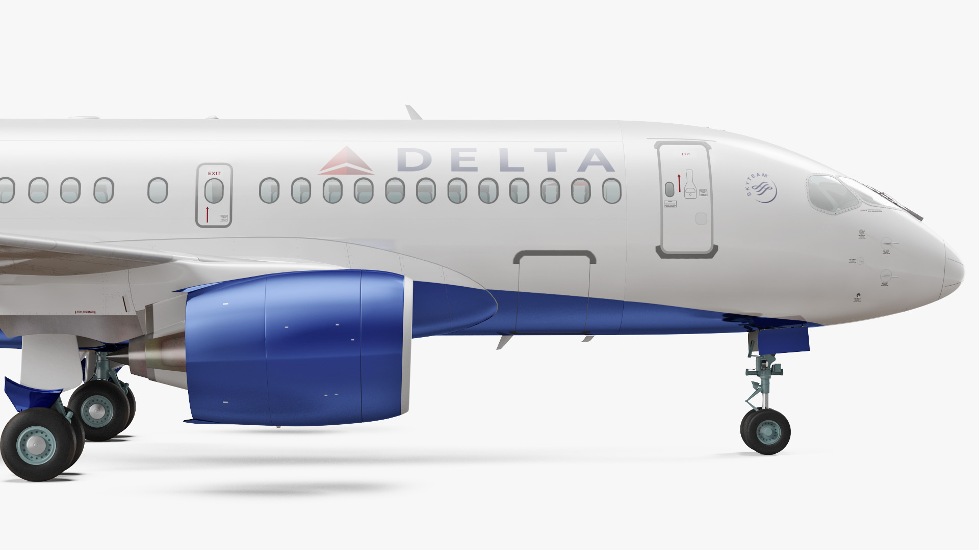 Airbus A220 100 Delta Simple Interior Rigged 3D model