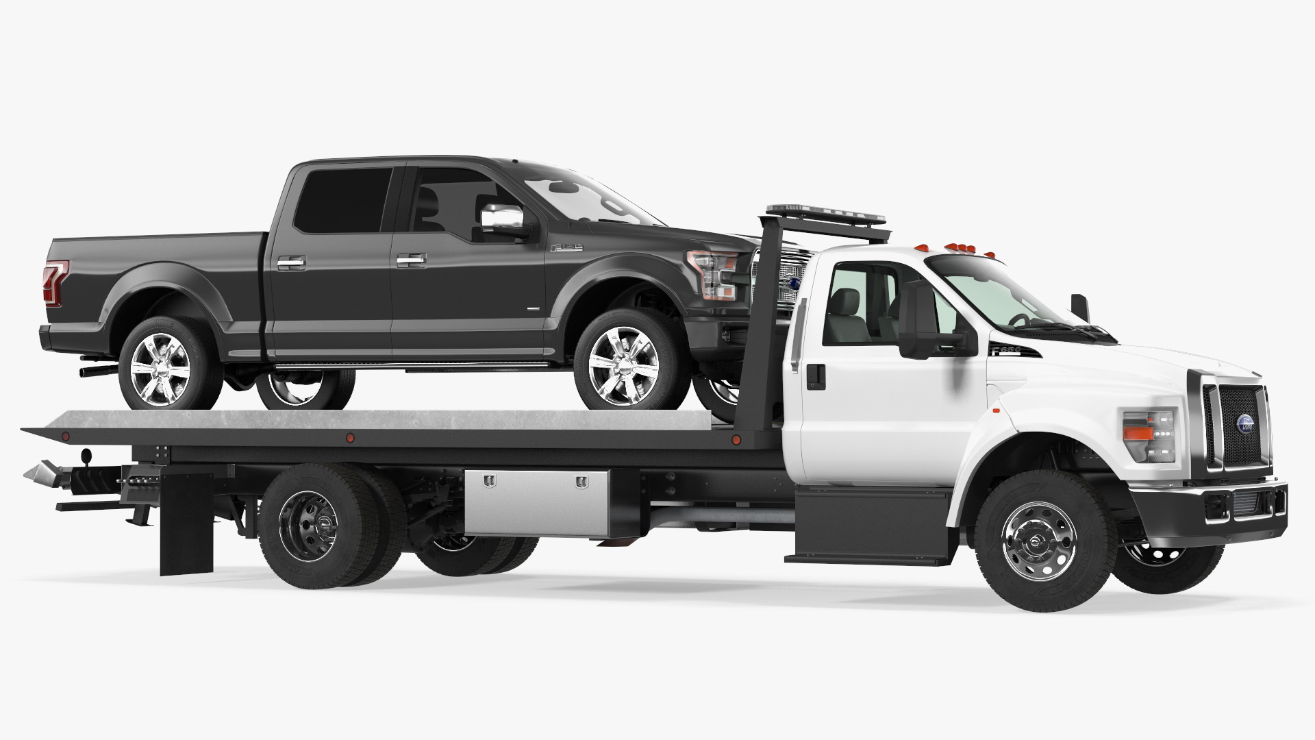 3D model Ford F650 Tow Truck with Ford F 150 SuperCrew
