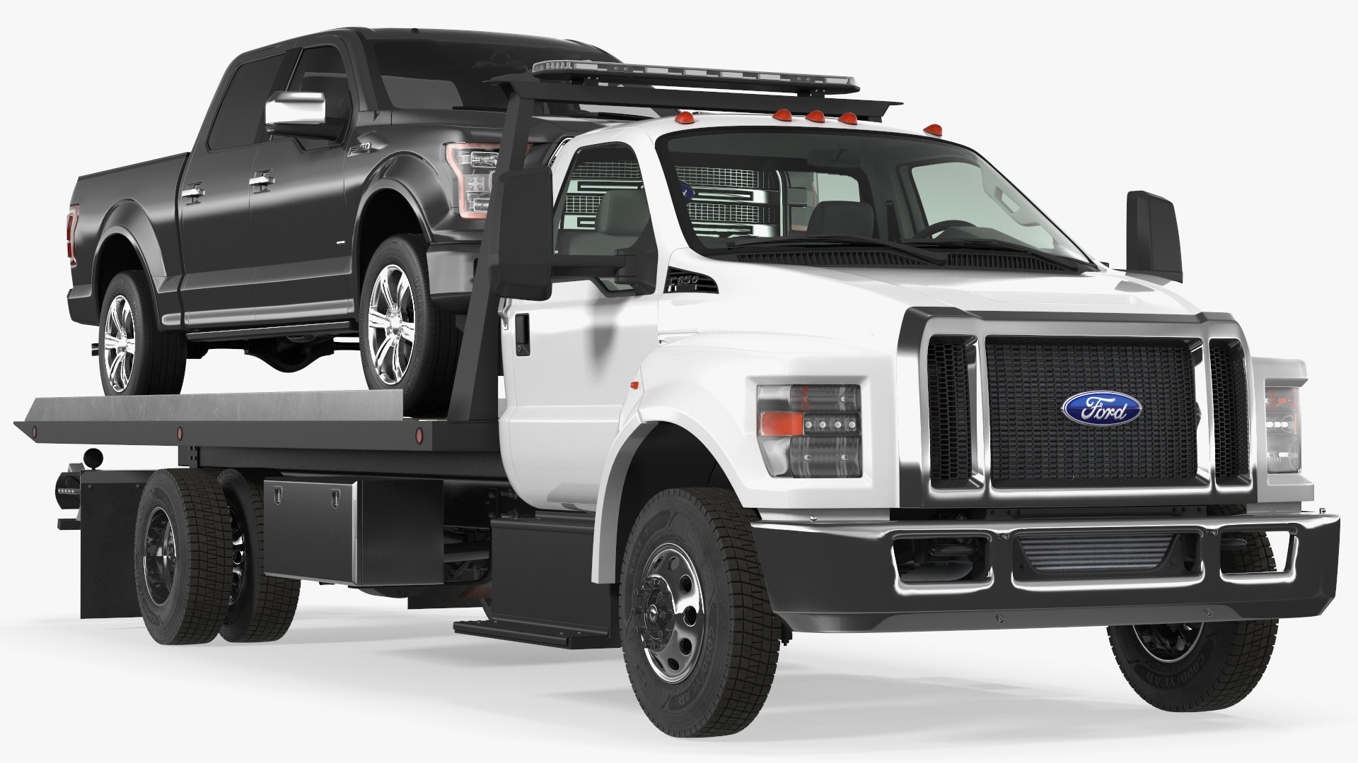 3D model Ford F650 Tow Truck with Ford F 150 SuperCrew