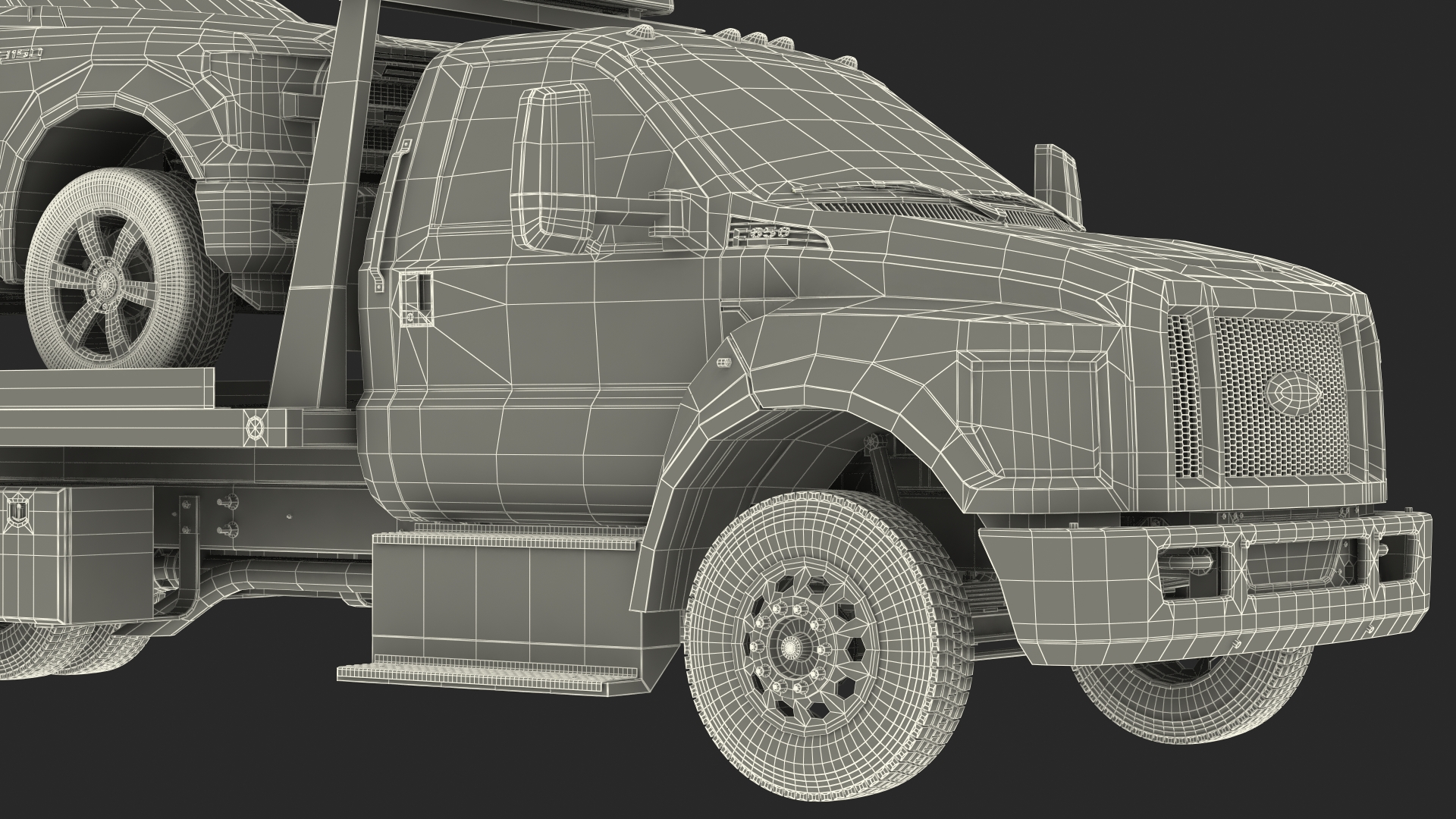 3D model Ford F650 Tow Truck with Ford F 150 SuperCrew