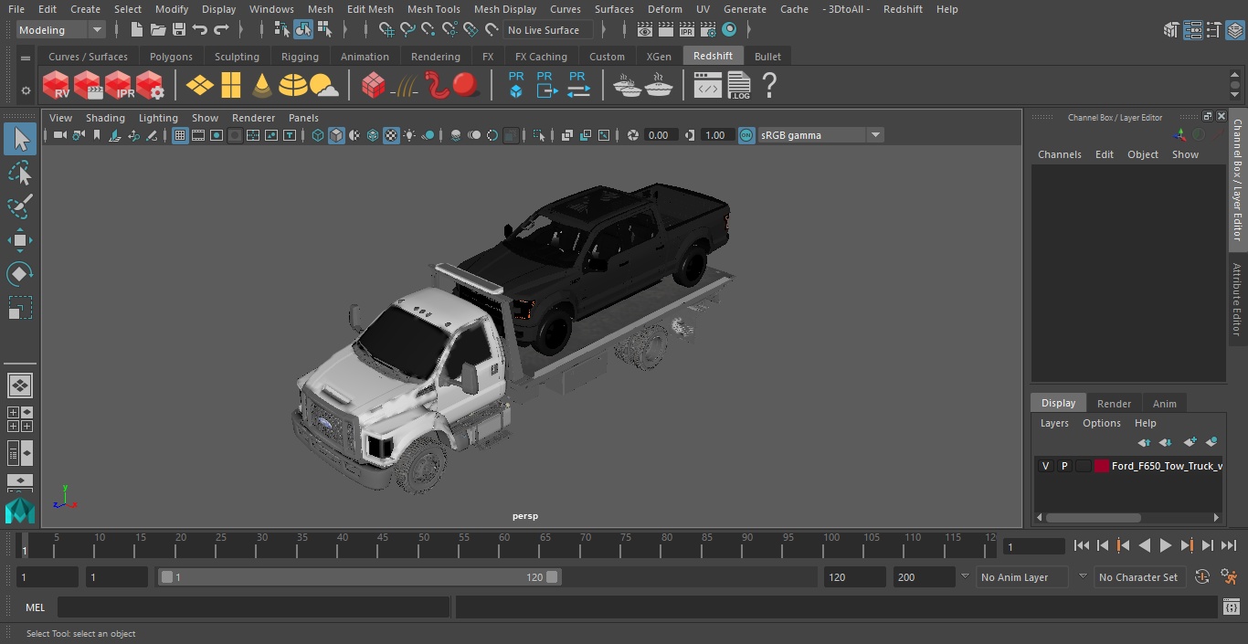 3D model Ford F650 Tow Truck with Ford F 150 SuperCrew