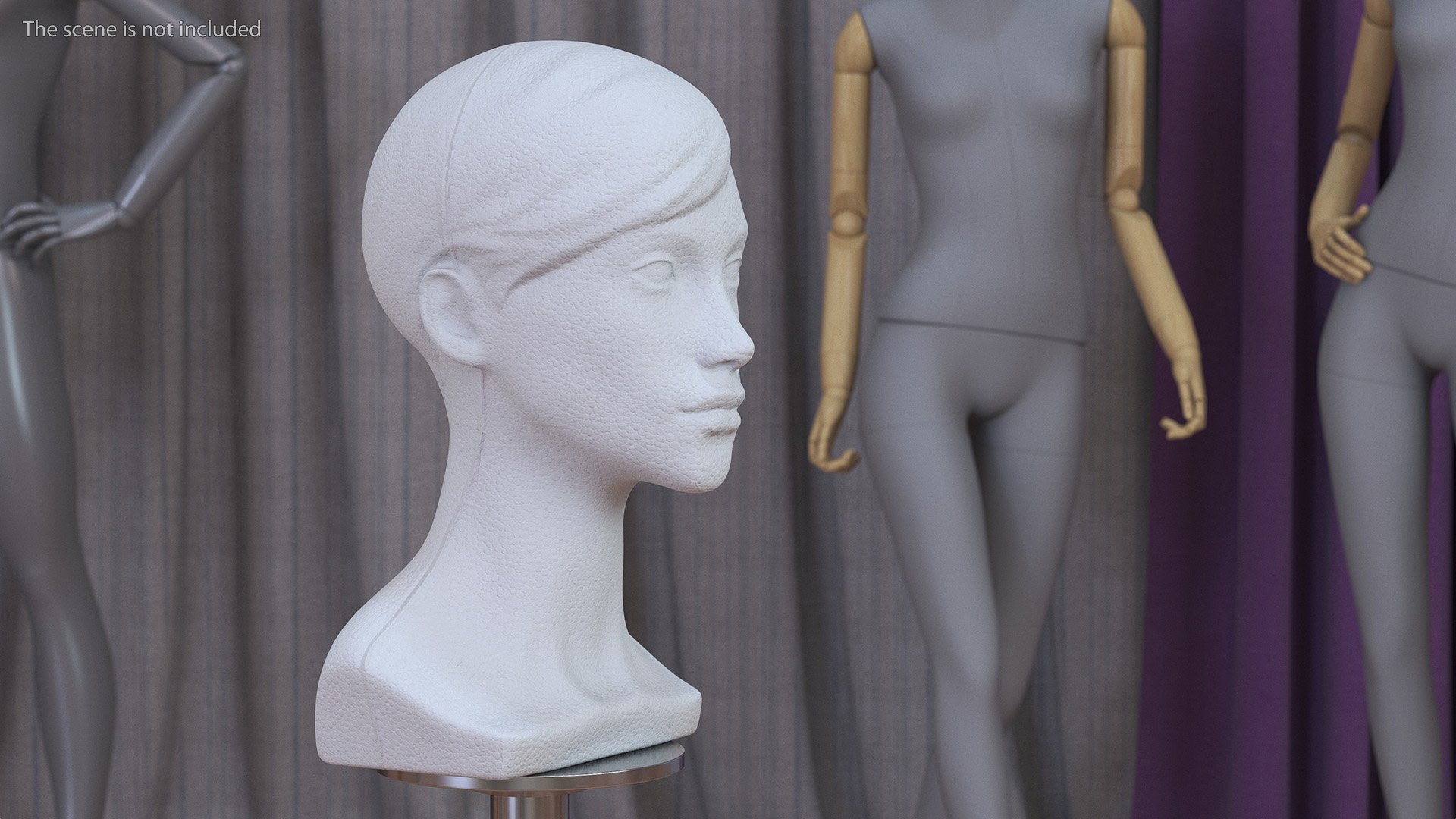 3D Styrofoam Female Mannequin Head with Hair