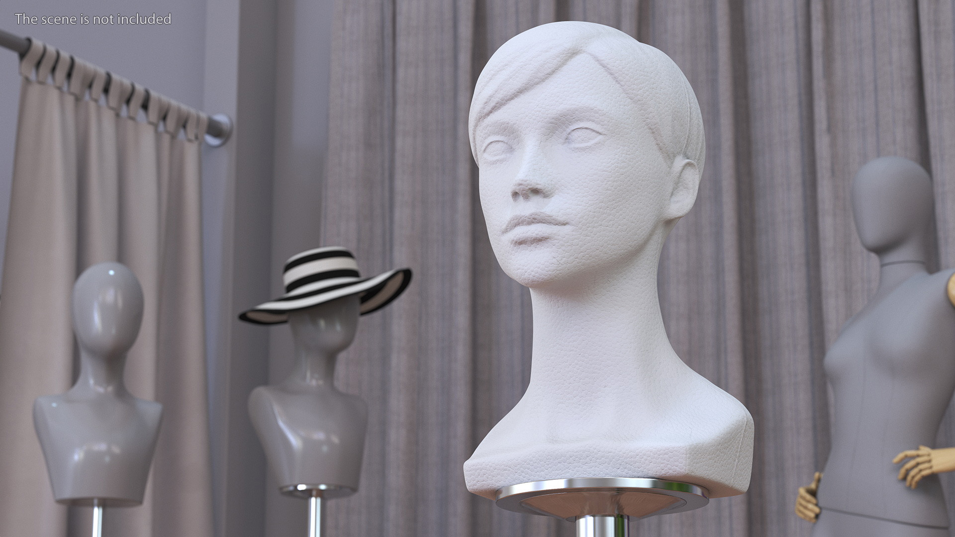 3D Styrofoam Female Mannequin Head with Hair