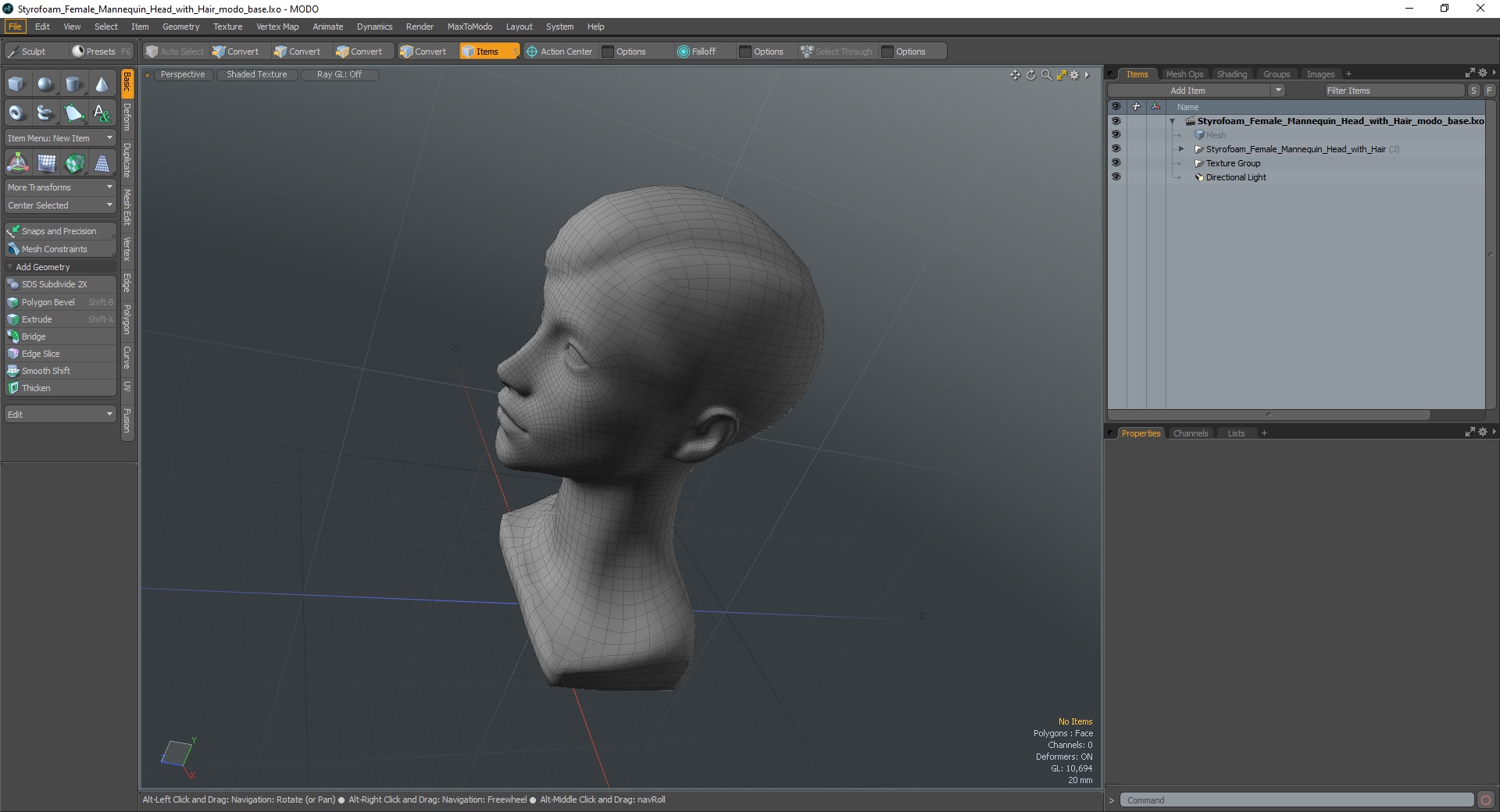 3D Styrofoam Female Mannequin Head with Hair