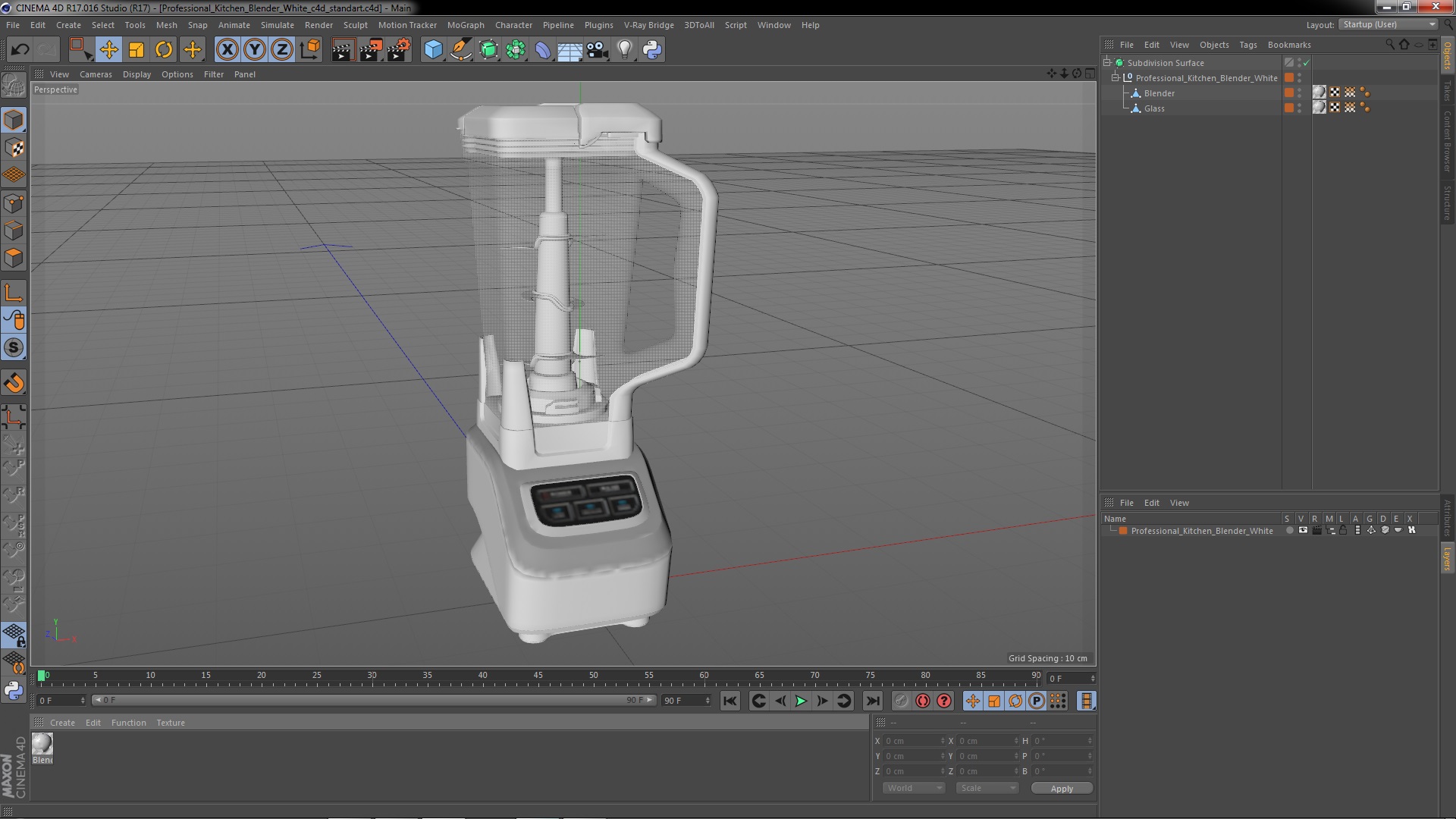 Professional Kitchen Blender White 3D model