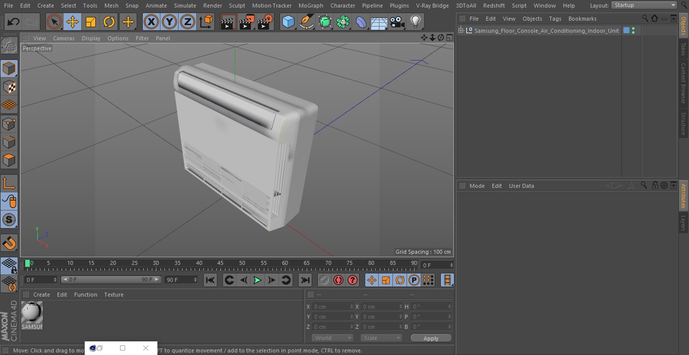 3D model Samsung Floor Console Air Conditioning Indoor Unit