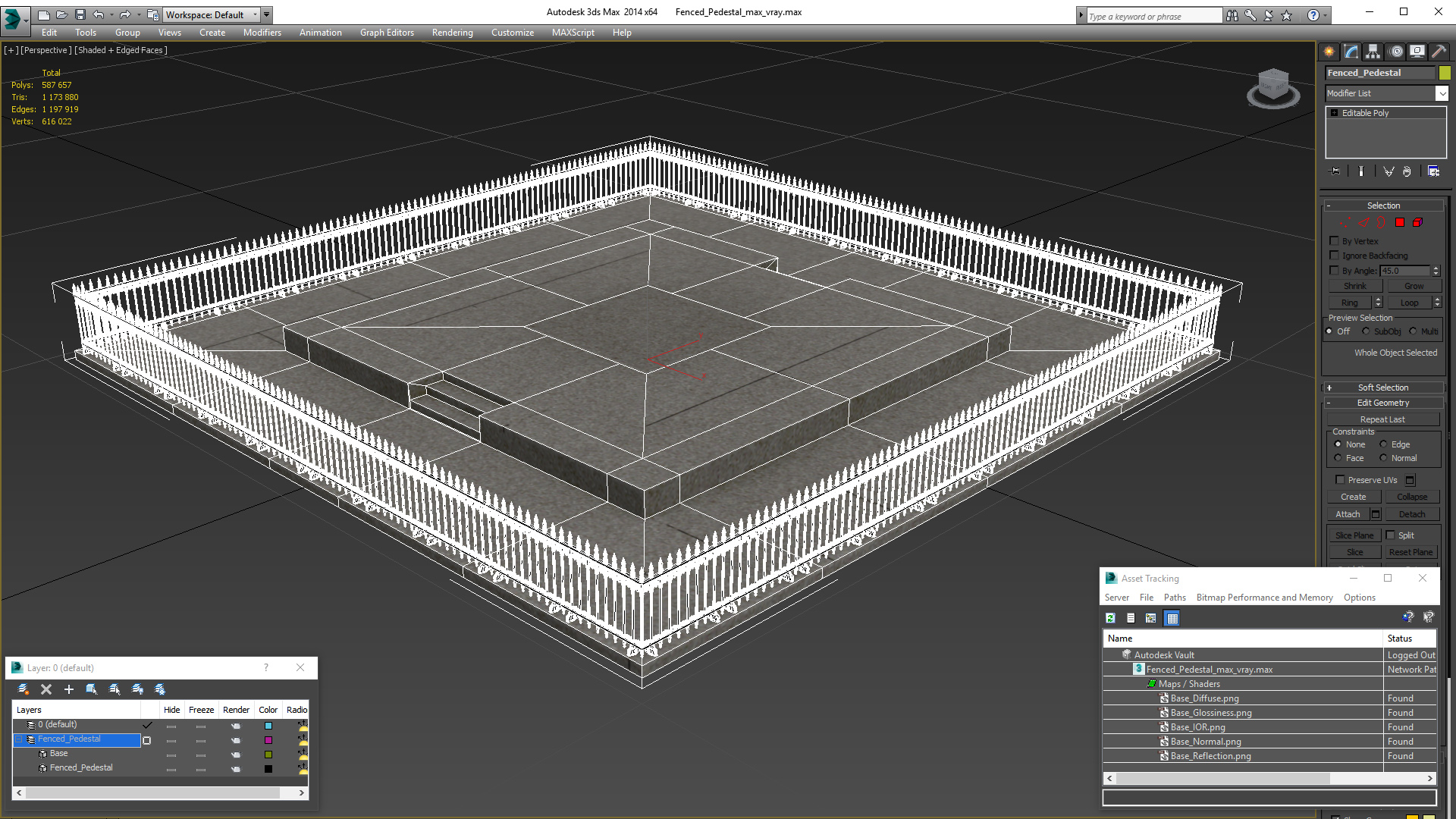 3D model Fenced Pedestal