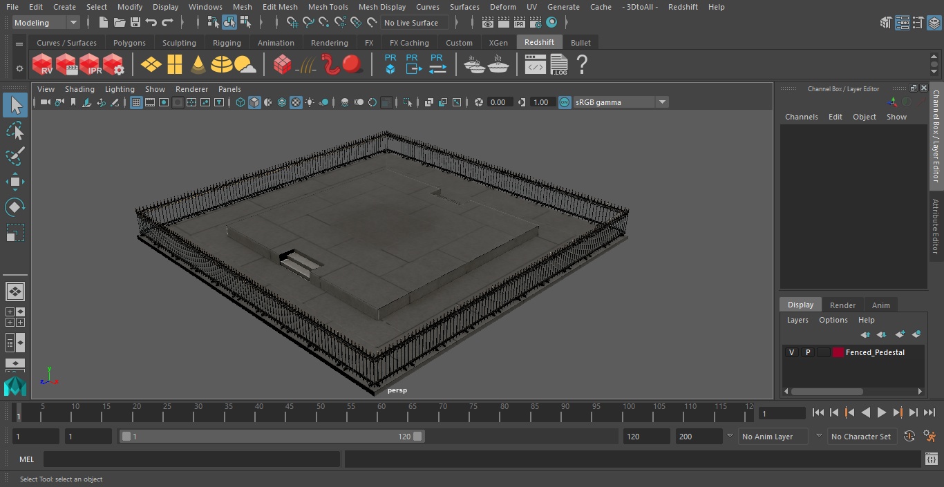 3D model Fenced Pedestal