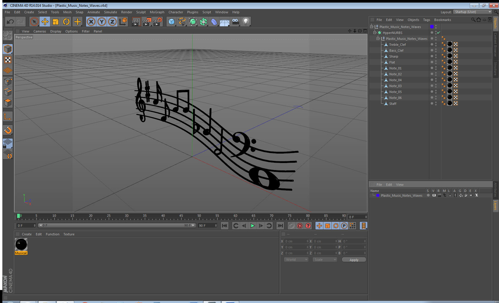 3D model Plastic Music Notes Waves